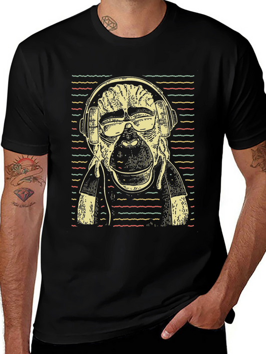 Cool Ape DJ Graphic T-Shirt - Black Cotton Tee
