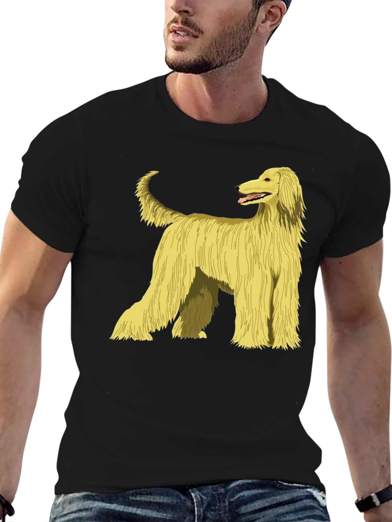 Afghan Hound Dog Graphic Print T-Shirt