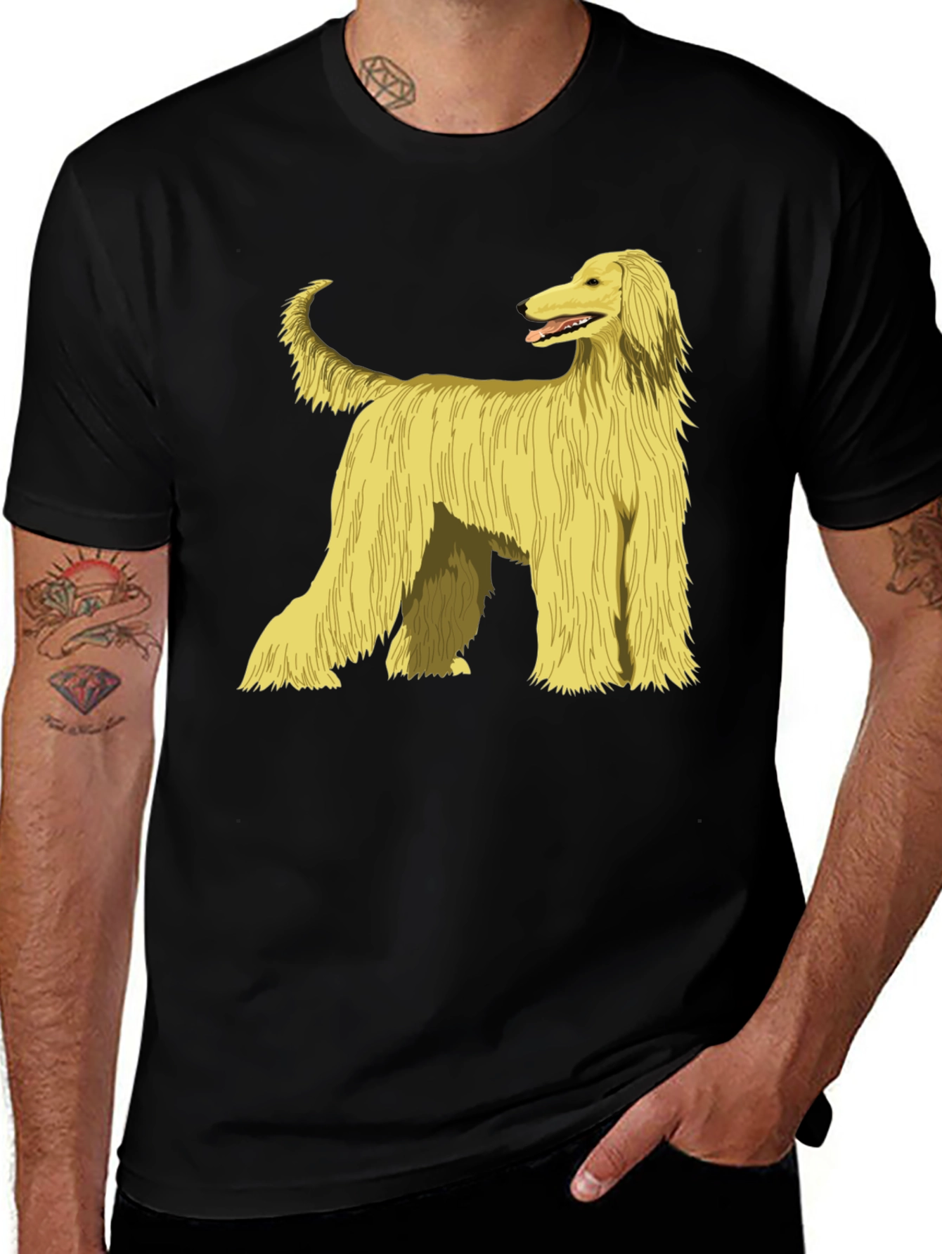 Afghan Hound Dog Graphic Print T-Shirt