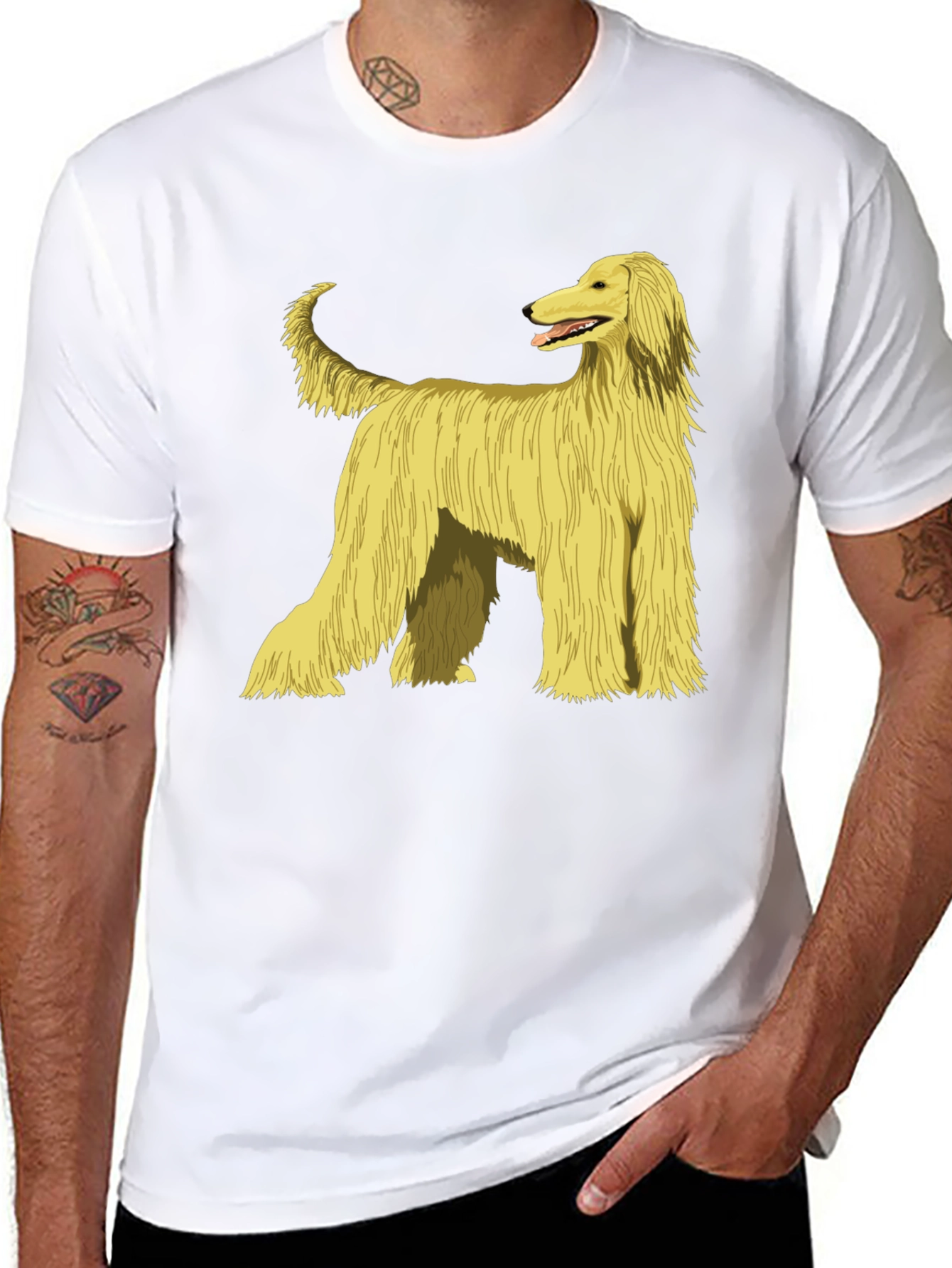 Afghan Hound Dog Graphic Print T-Shirt