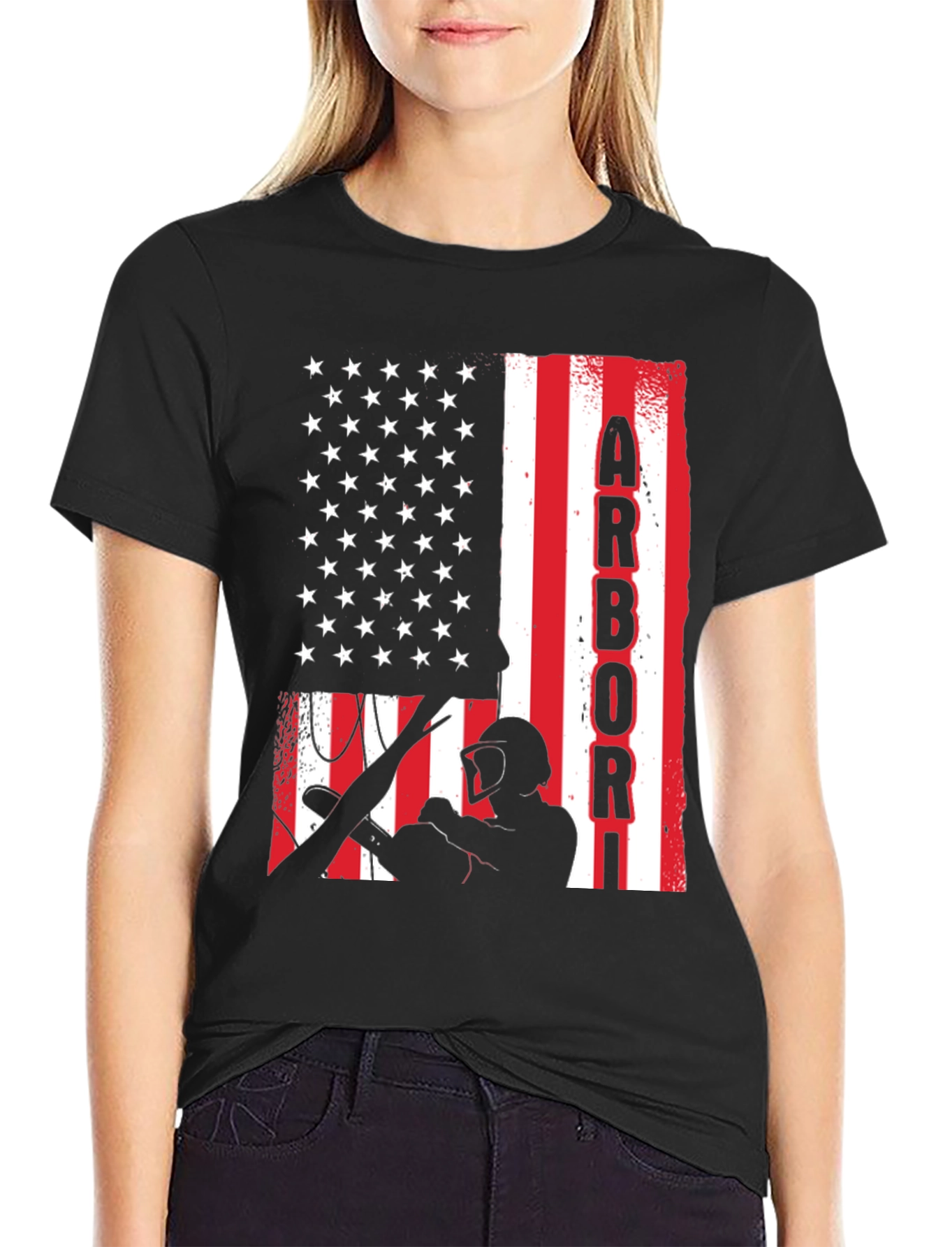 Arbori Flag Graphic Tee - Black Cotton Blend
