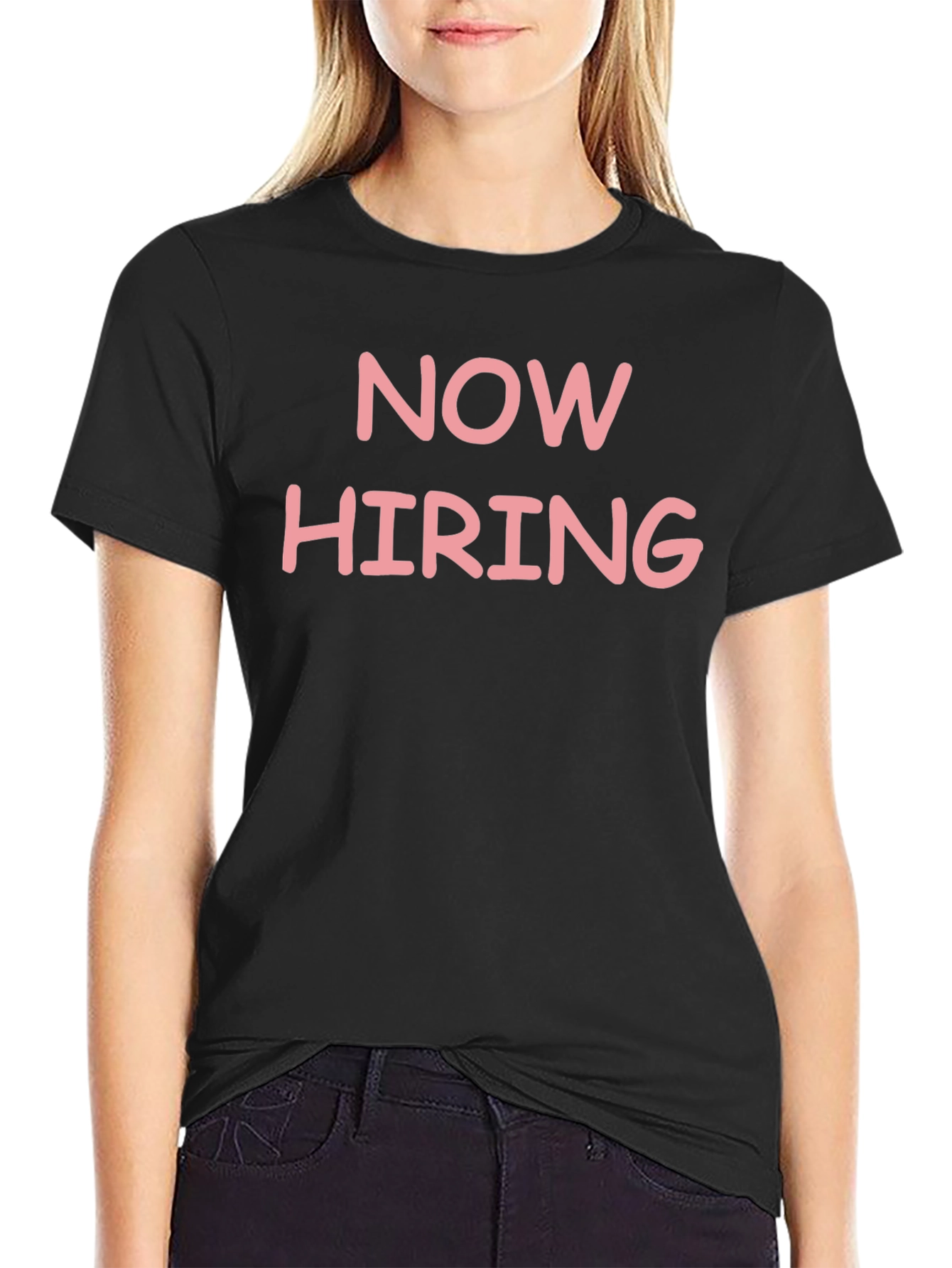 Now Hiring Graphic T-Shirt - Black Casual Tee
