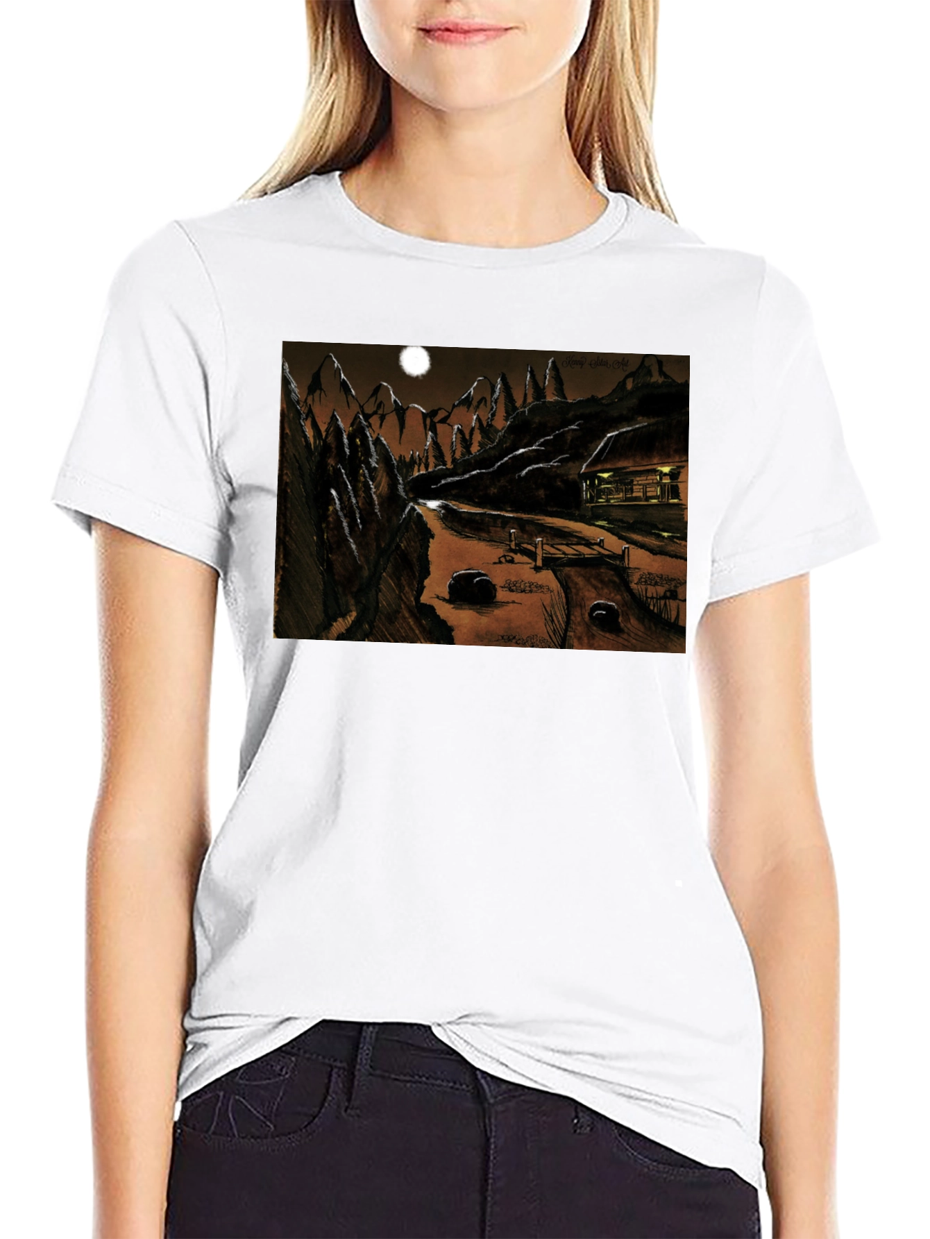 Eerie Night Cabin T-Shirt