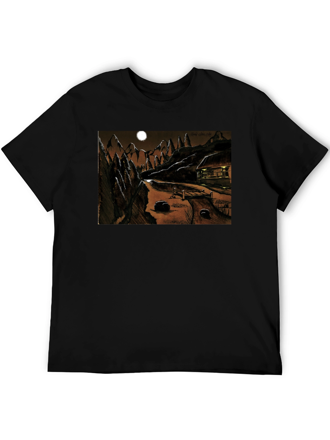 Eerie Night Cabin T-Shirt