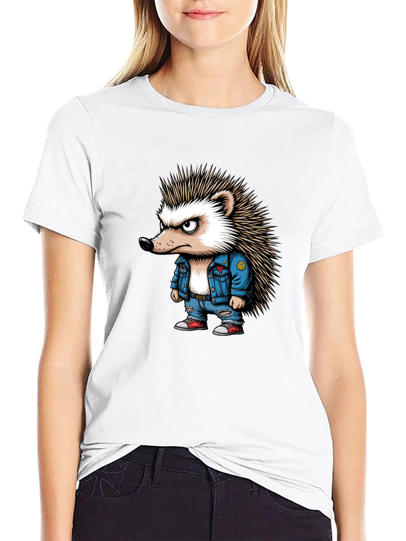Cool Hedgehog Graphic Tee - Black Unisex T-Shirt