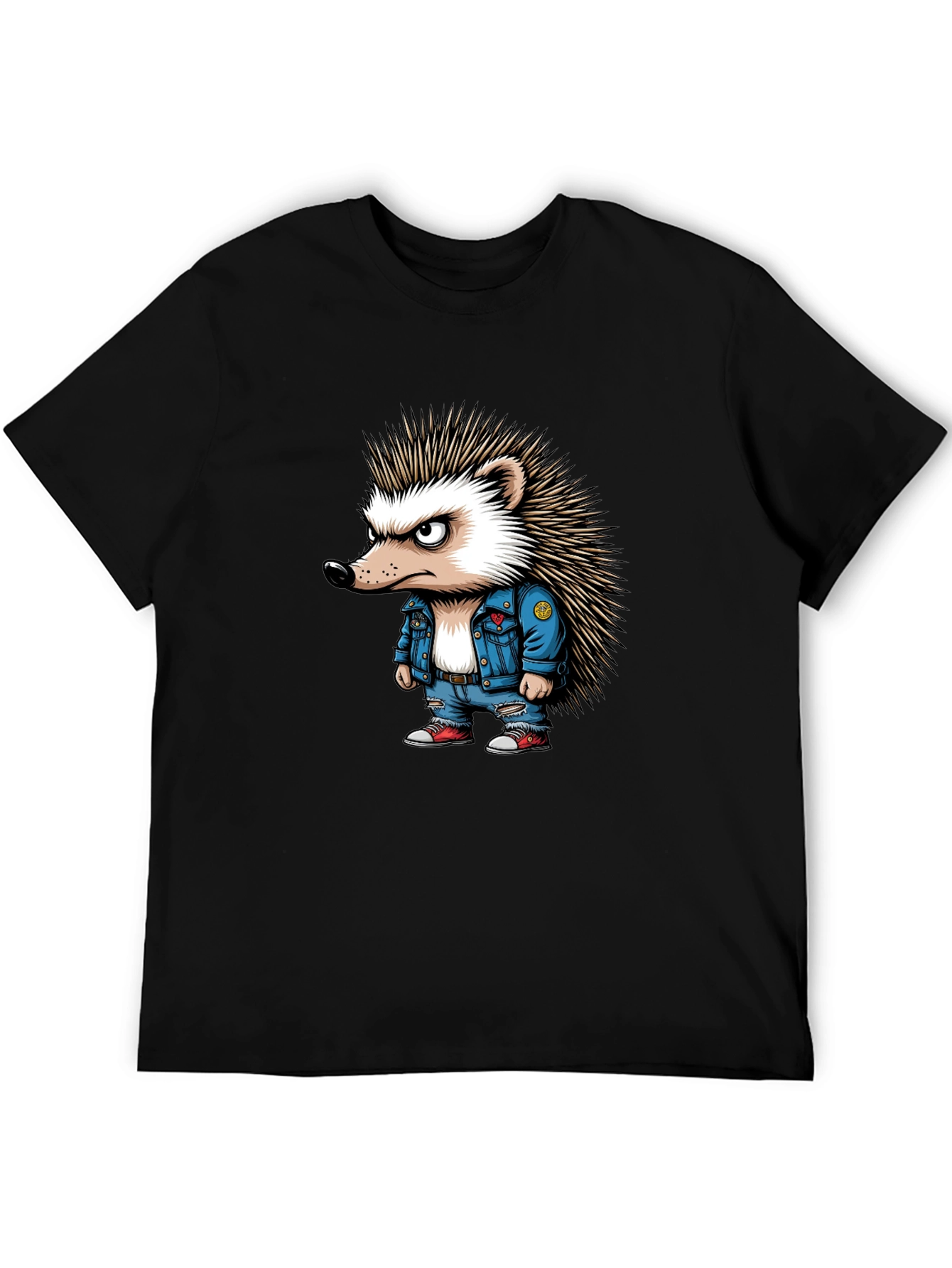 Cool Hedgehog Graphic Tee - Black Unisex T-Shirt