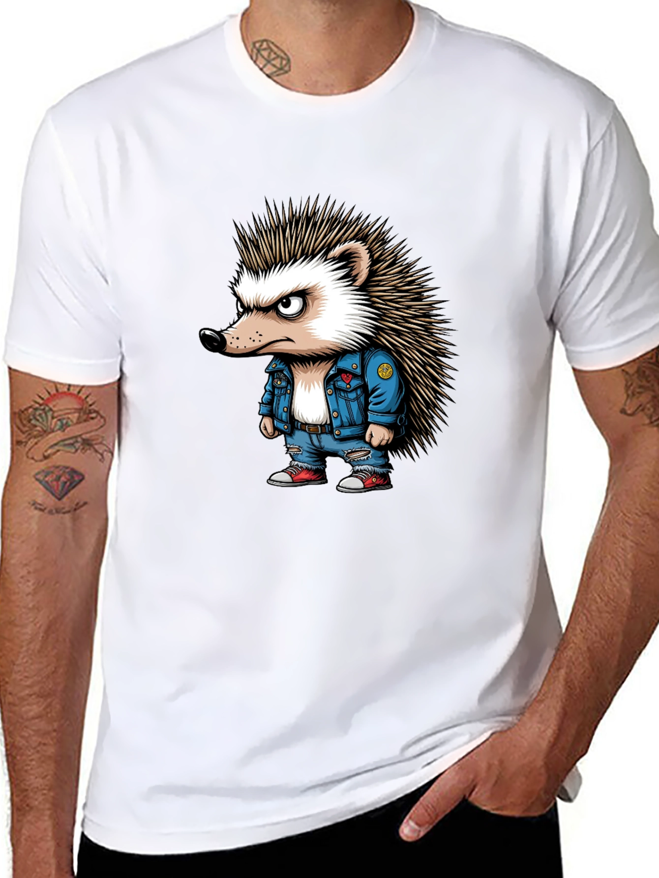 Cool Hedgehog Graphic Tee - Black Unisex T-Shirt