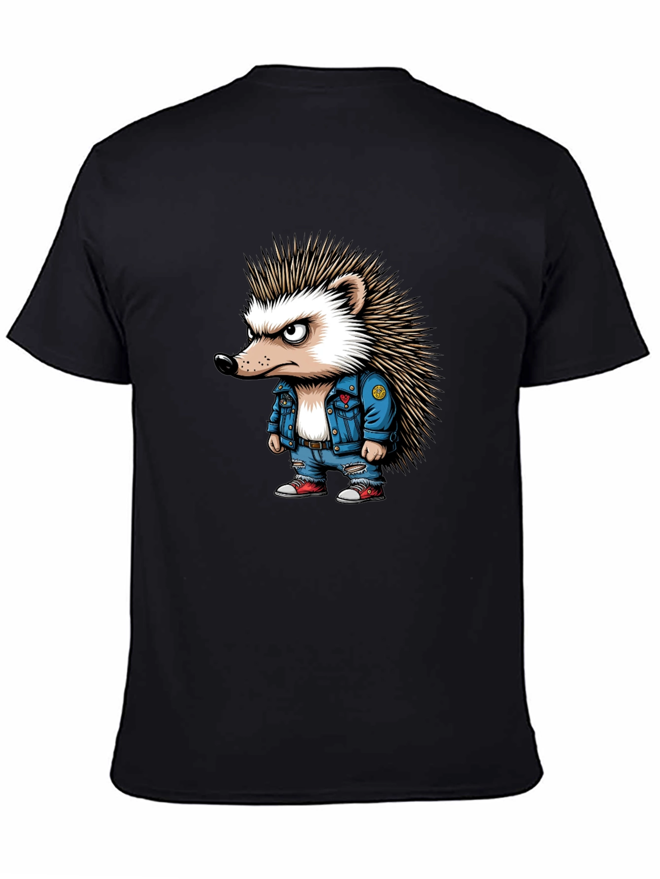 Cool Hedgehog Graphic Tee - Black Unisex T-Shirt