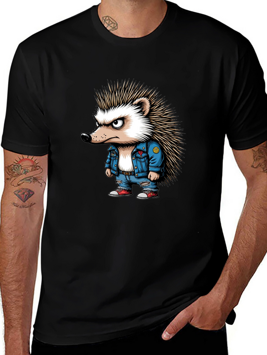 Cool Hedgehog Graphic Tee - Black Unisex T-Shirt
