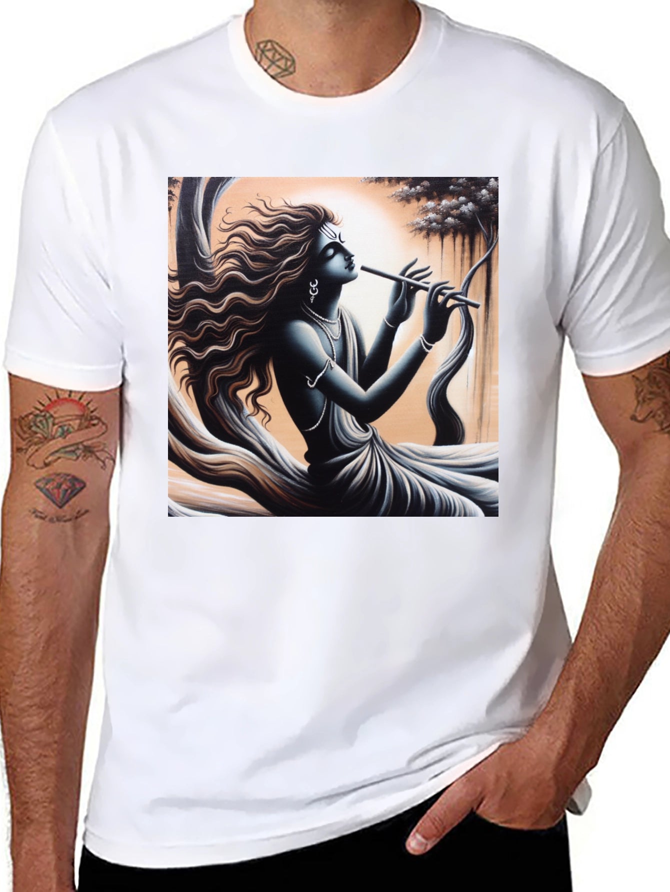 Krishna Flute Graphic Tee - Black