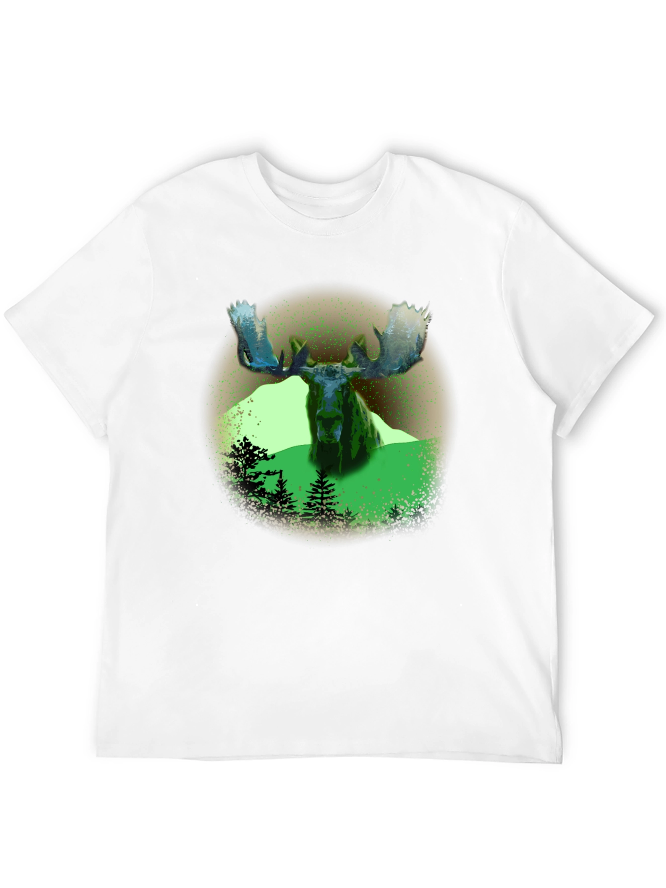 Moose Graphic Print Black T-Shirt