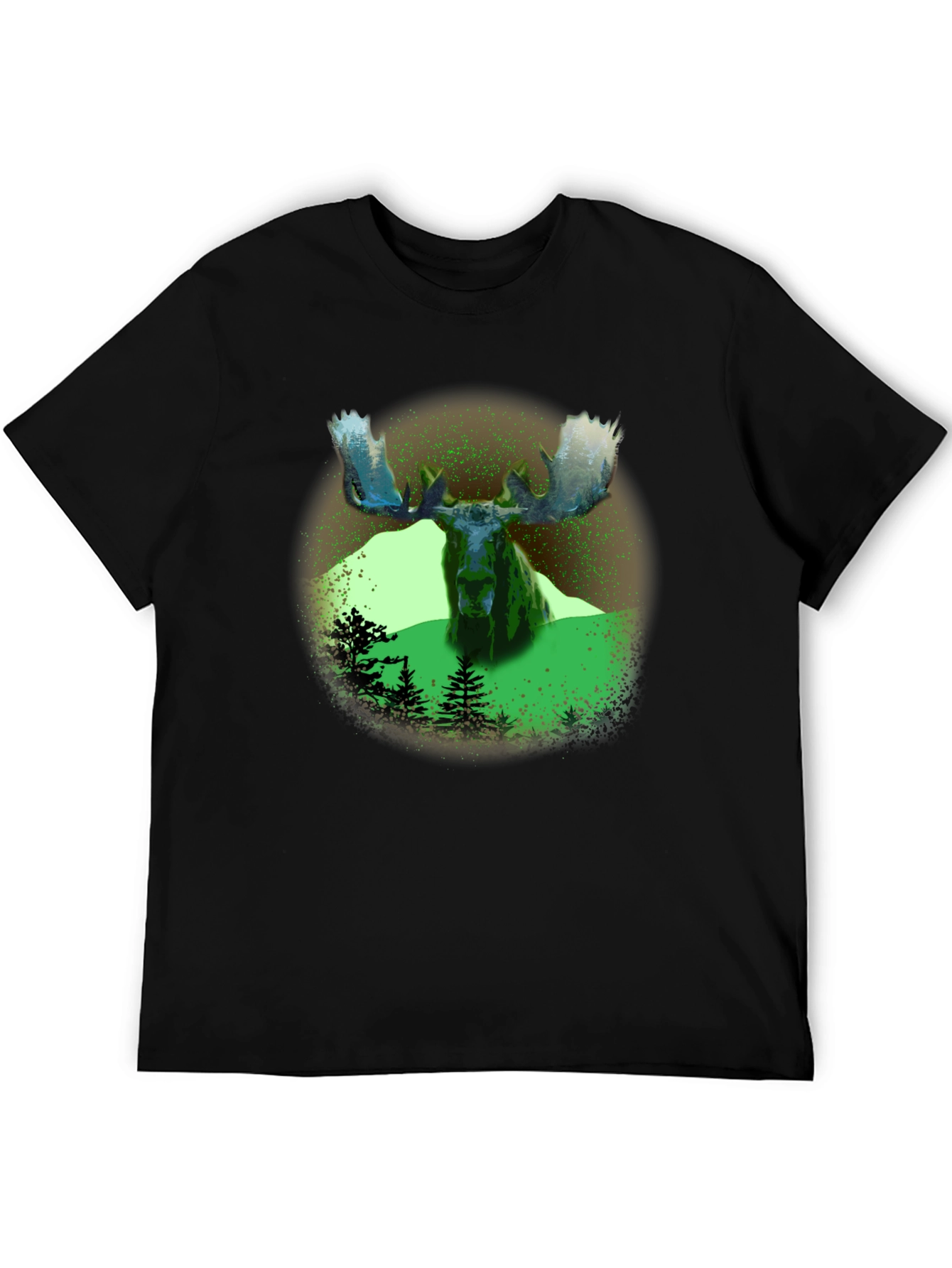 Moose Graphic Print Black T-Shirt