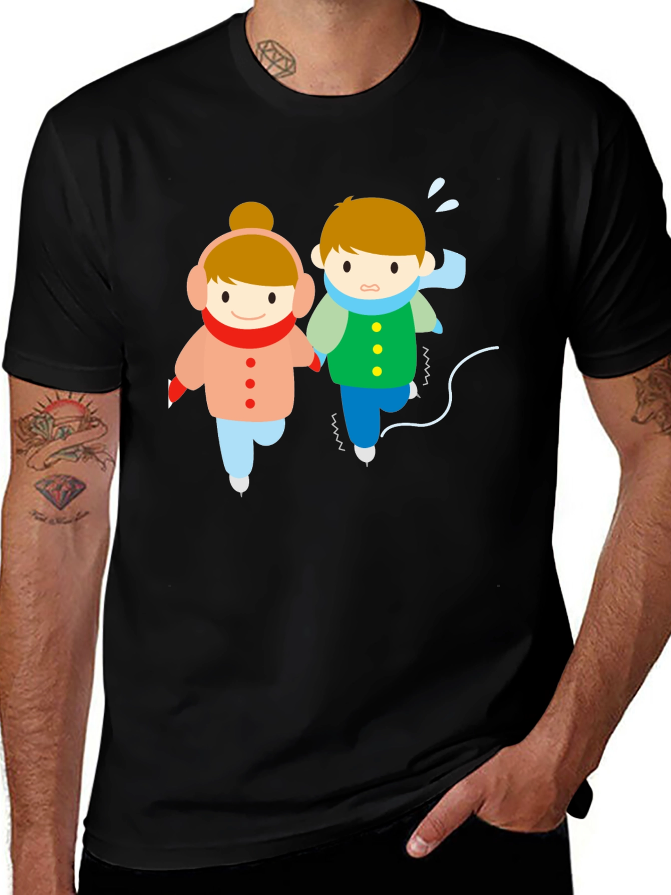 Cute Cartoon Ice Skating T-Shirt