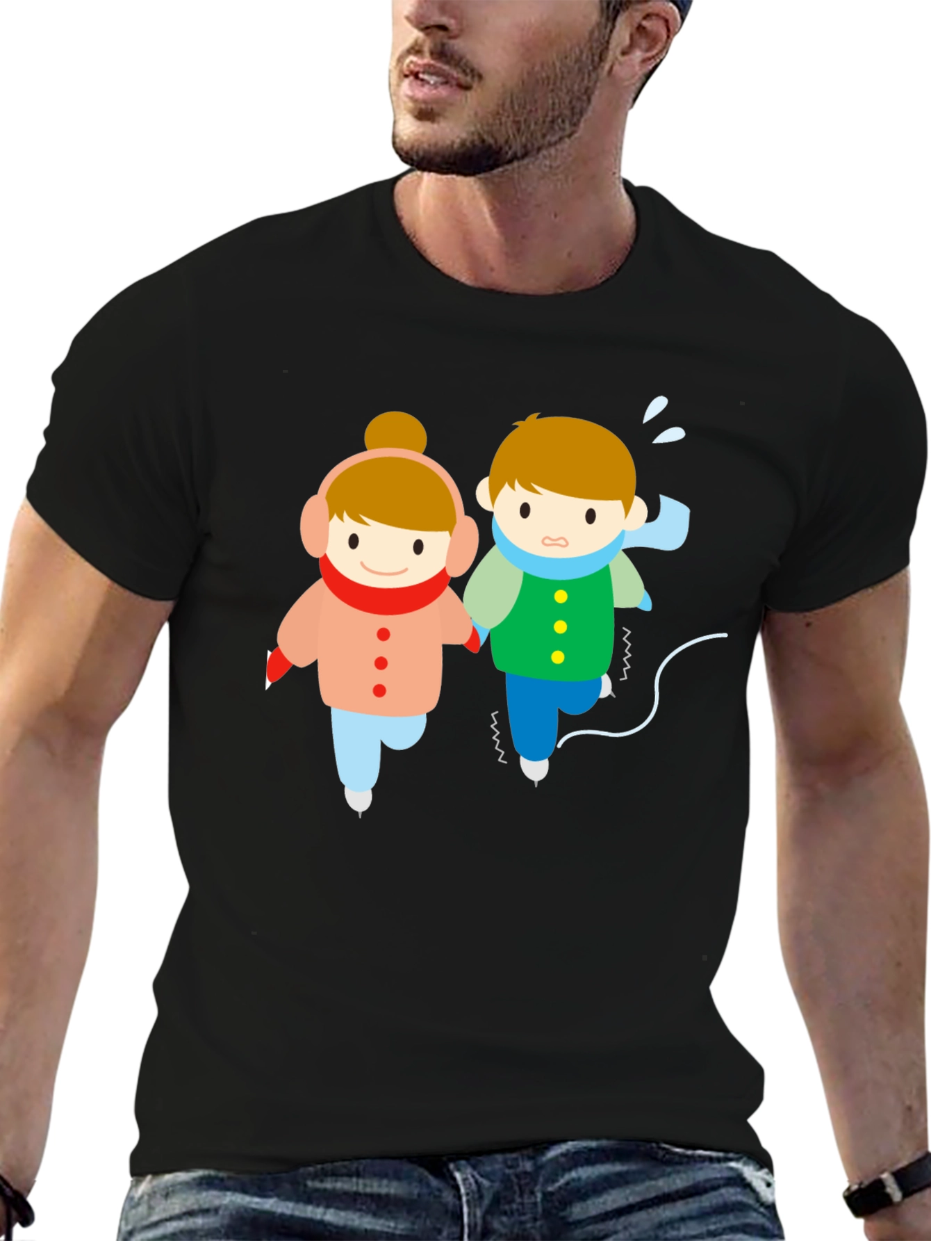 Cute Cartoon Ice Skating T-Shirt