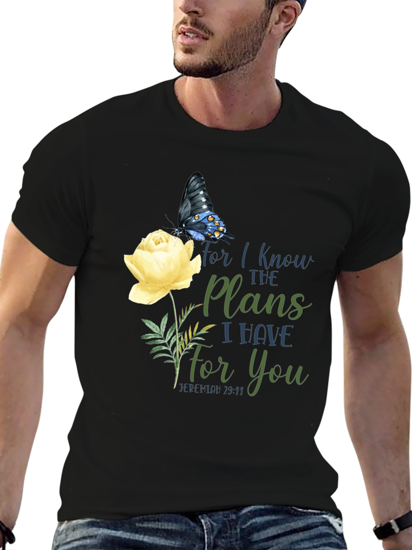 Faith-Inspired T-Shirt: Butterfly & Floral Design