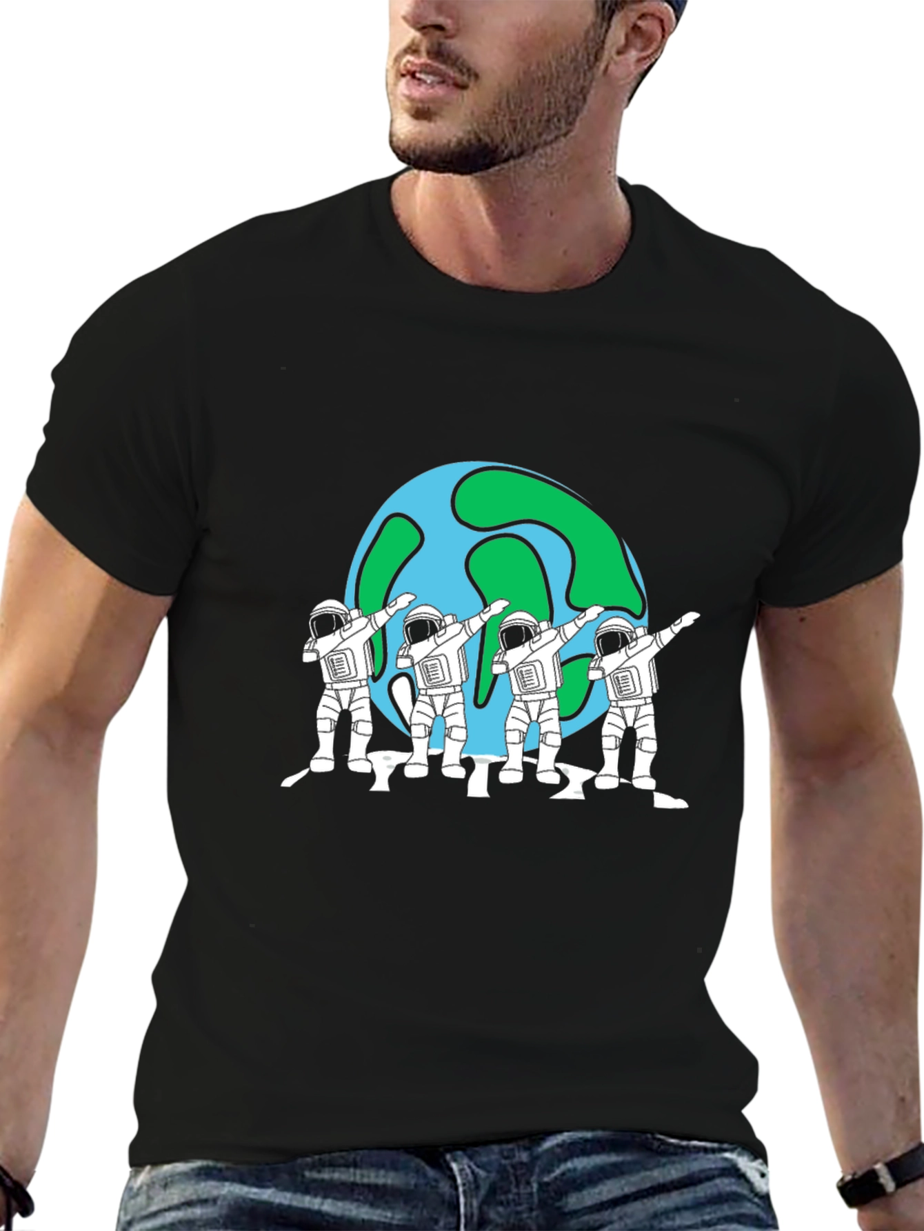 Astronaut Dab Earth Graphic T-Shirt