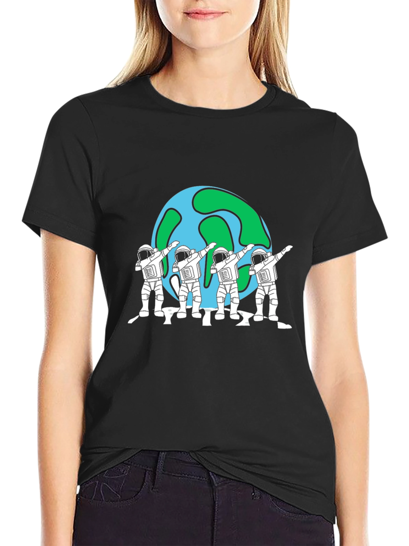 Astronaut Dab Earth Graphic T-Shirt