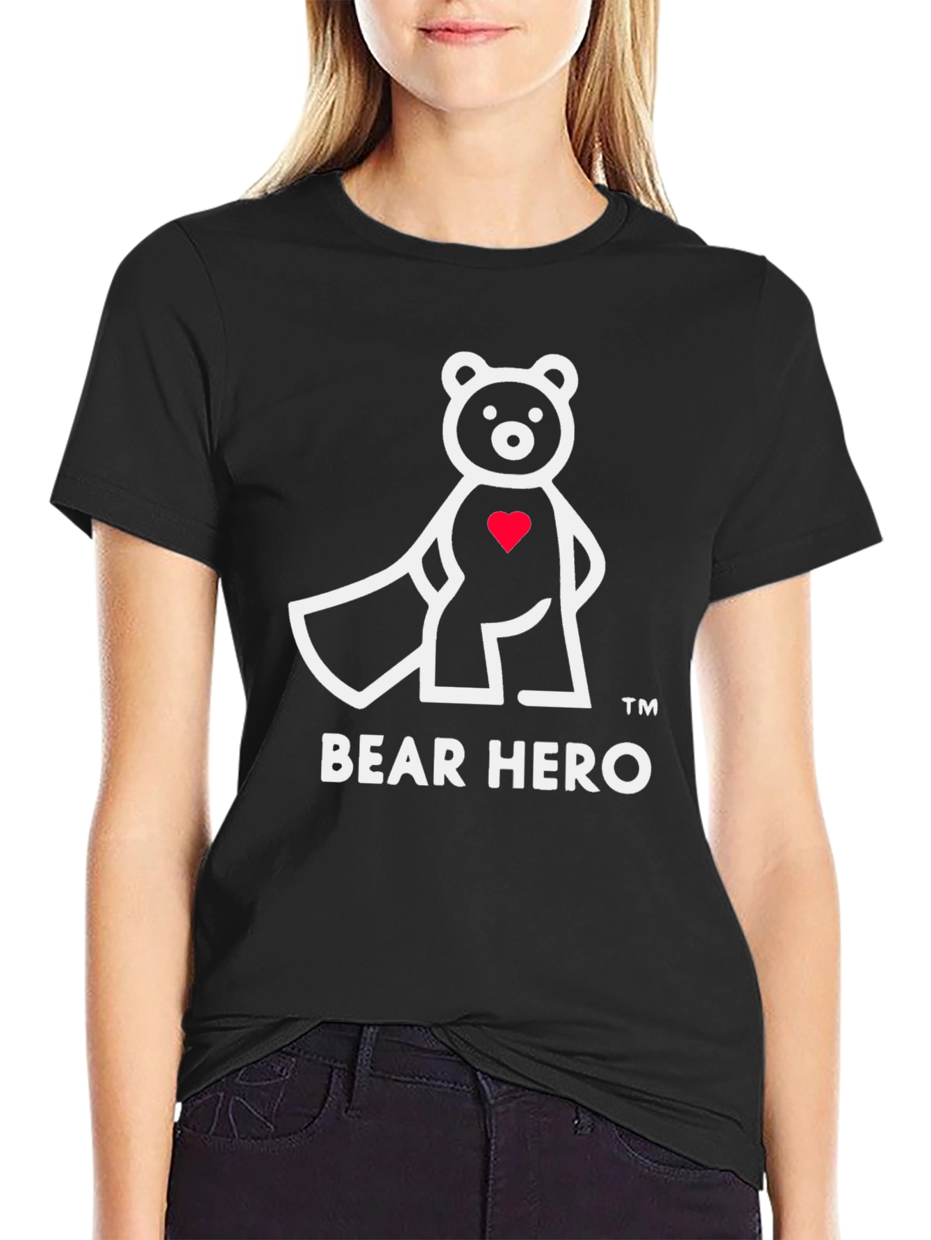 Bear Hero Graphic T-Shirt - Black Cotton Blend