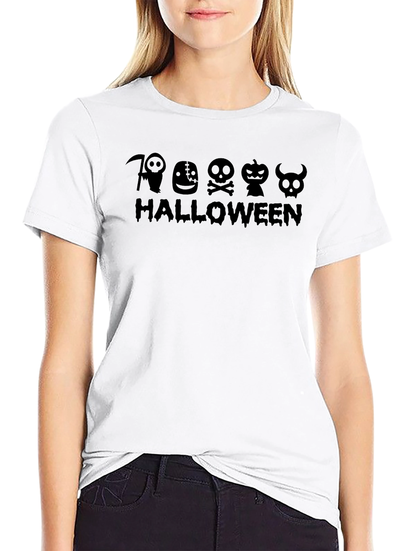 Halloween Silhouette Graphic Black T-Shirt