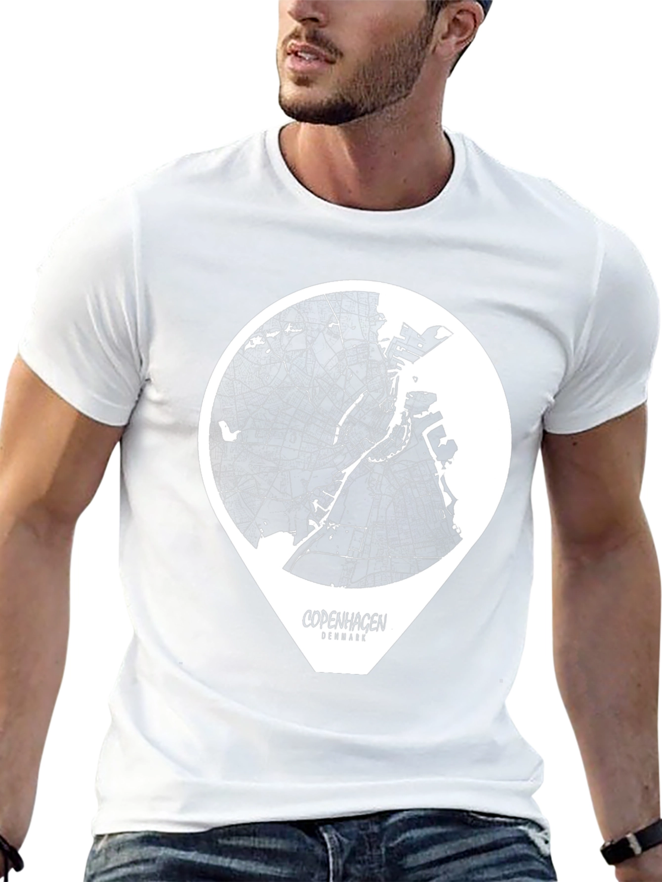 Copenhagen Denmark Map Graphic Tee - Black