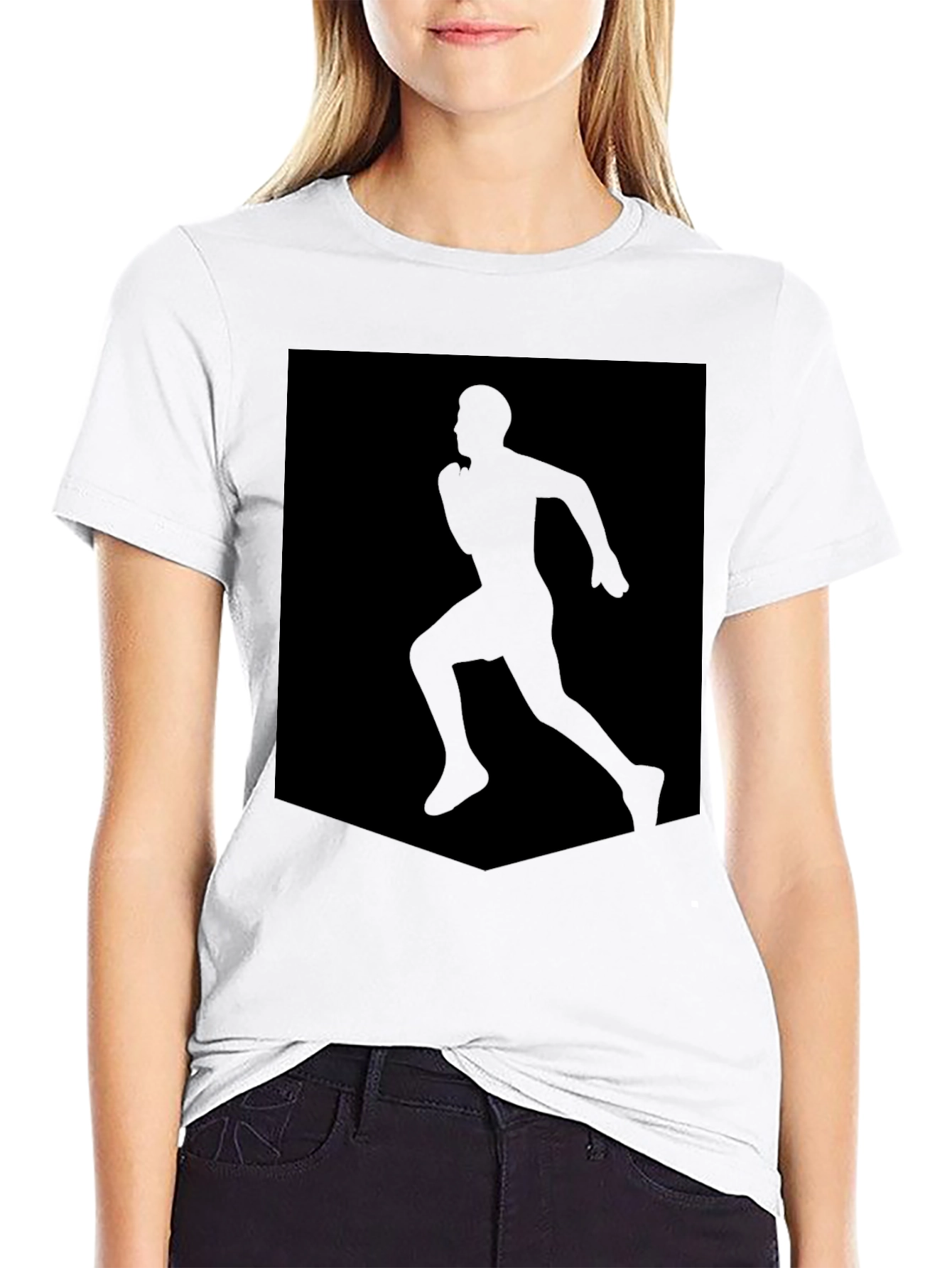 Mens Black Runner Silhouette Graphic T-Shirt