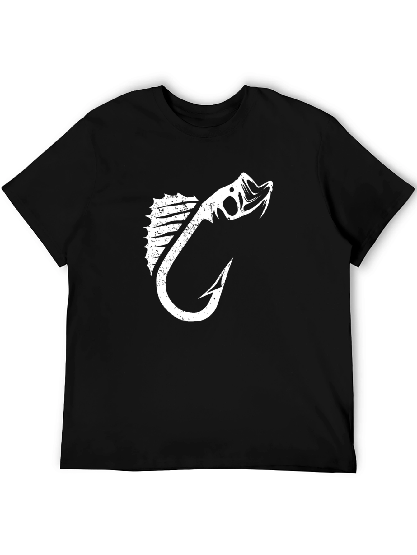 Fish Hook Graphic Tee - Black Cotton T-Shirt
