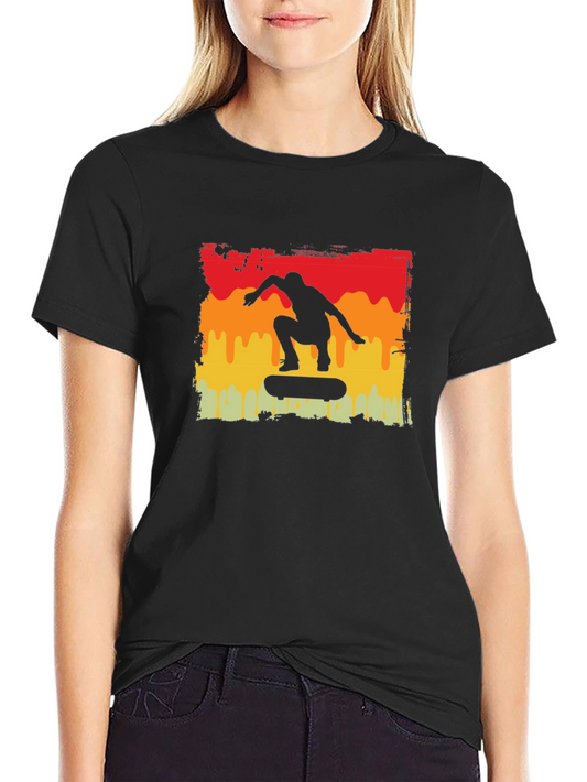 Skateboarding Silhouette Graphic Tee - Retro Style