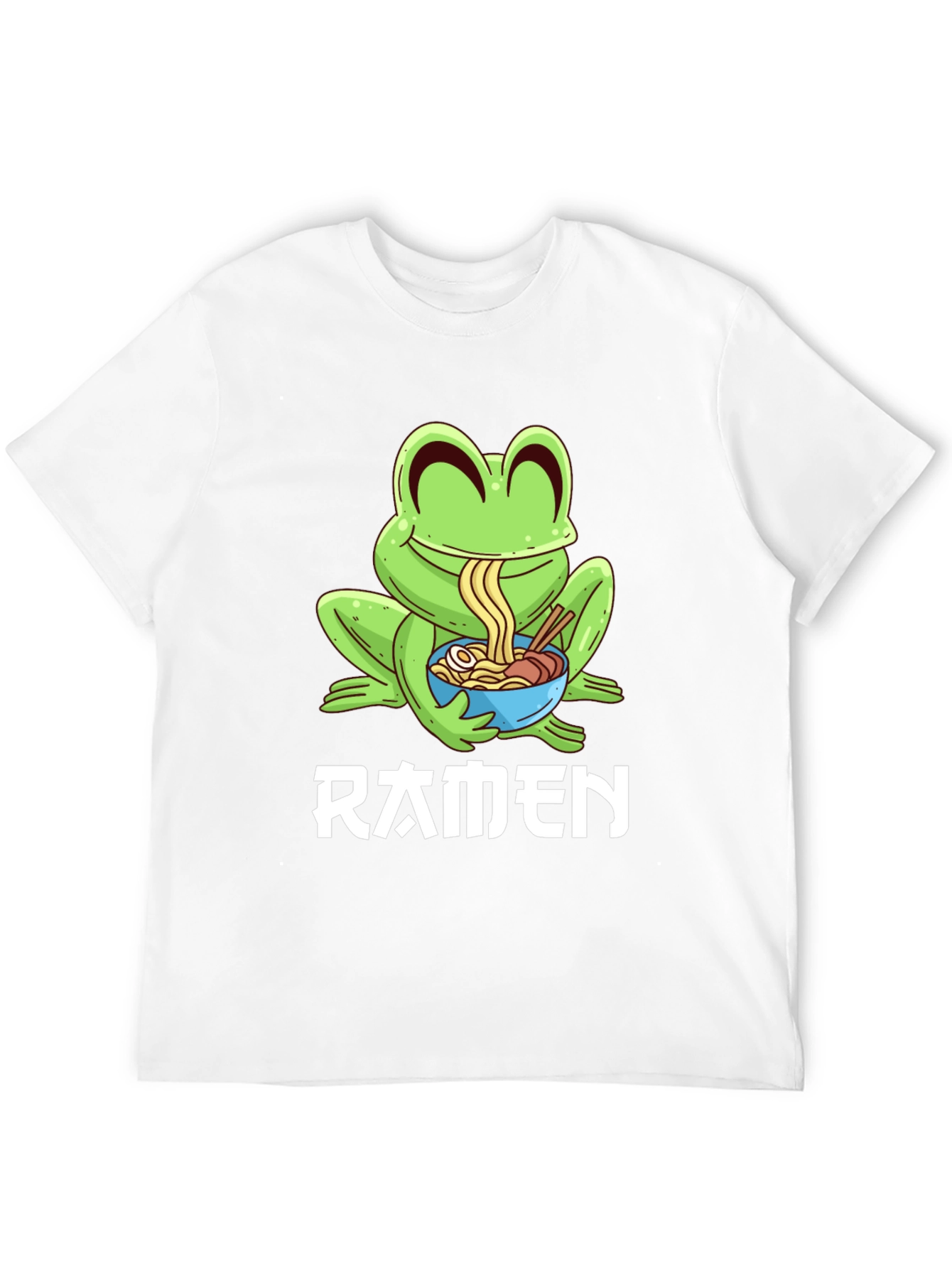 Frog Ramen T-Shirt - Black Cartoon Graphic Tee