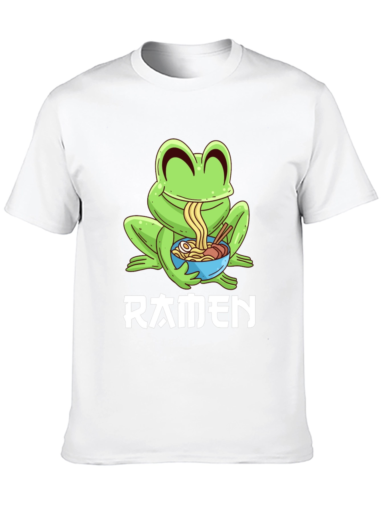 Frog Ramen T-Shirt - Black Cartoon Graphic Tee