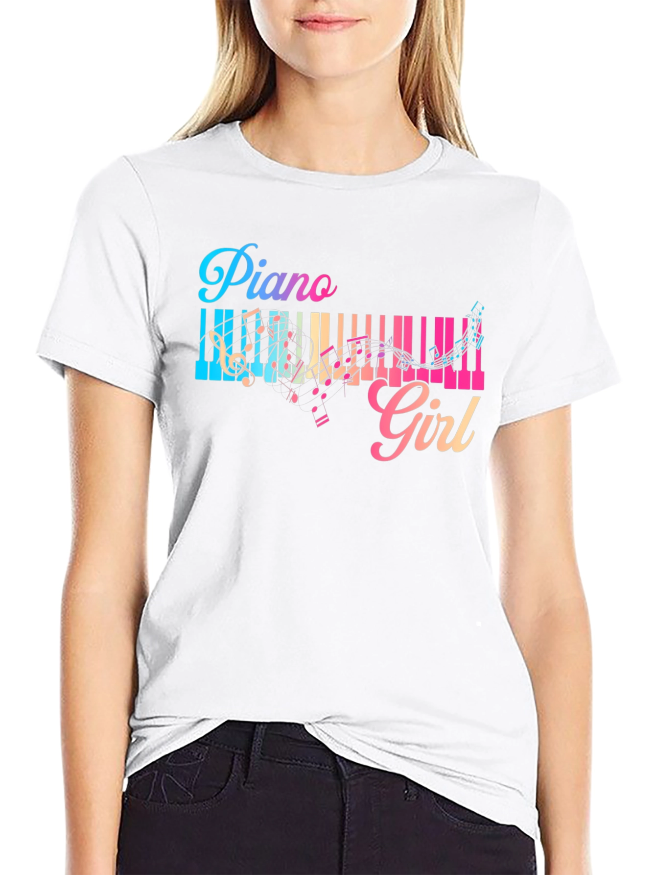 Piano Girl T-Shirt - Music Lover Tee