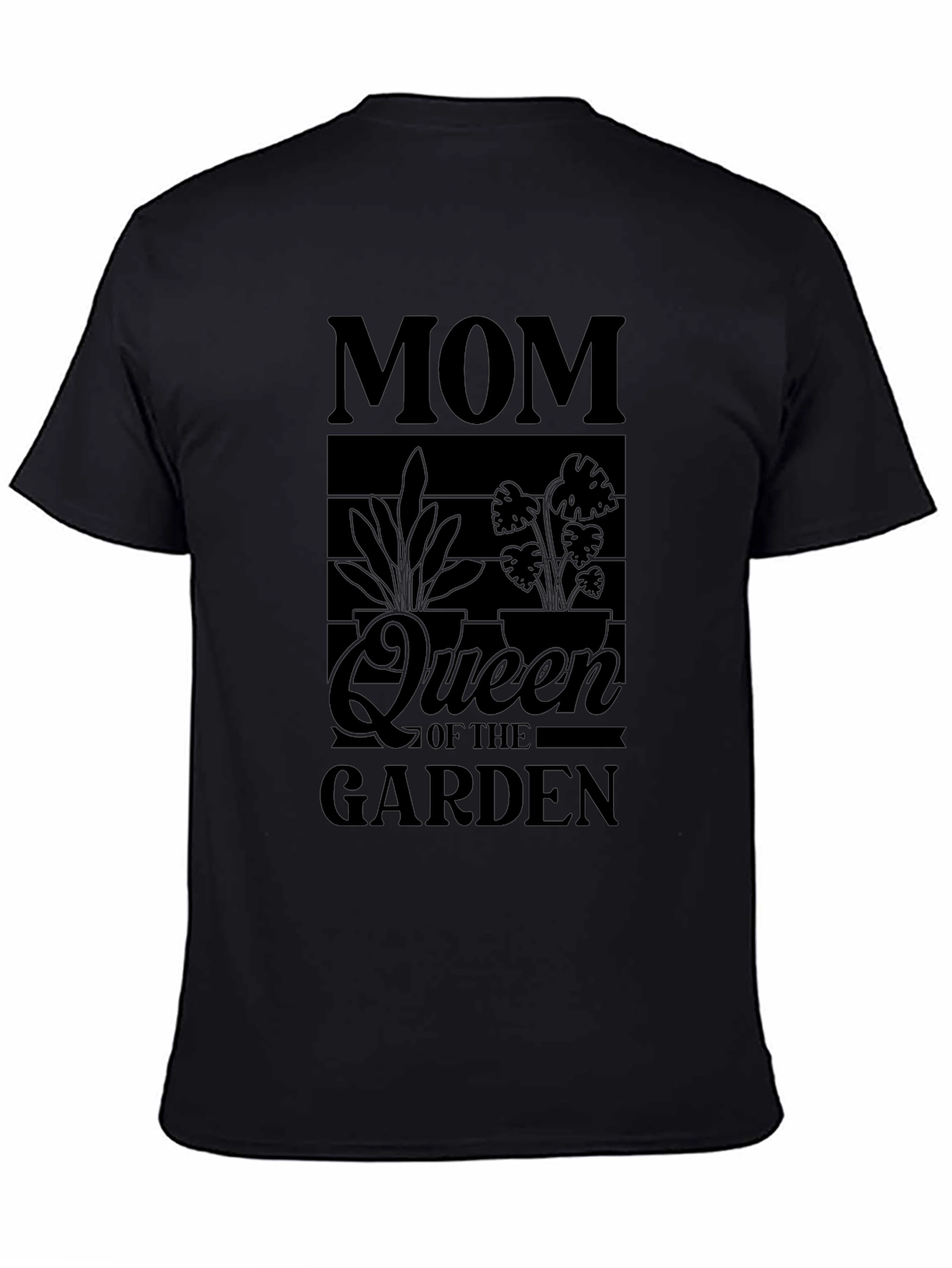 Mom Queen of the Garden Black Graphic T-Shirt