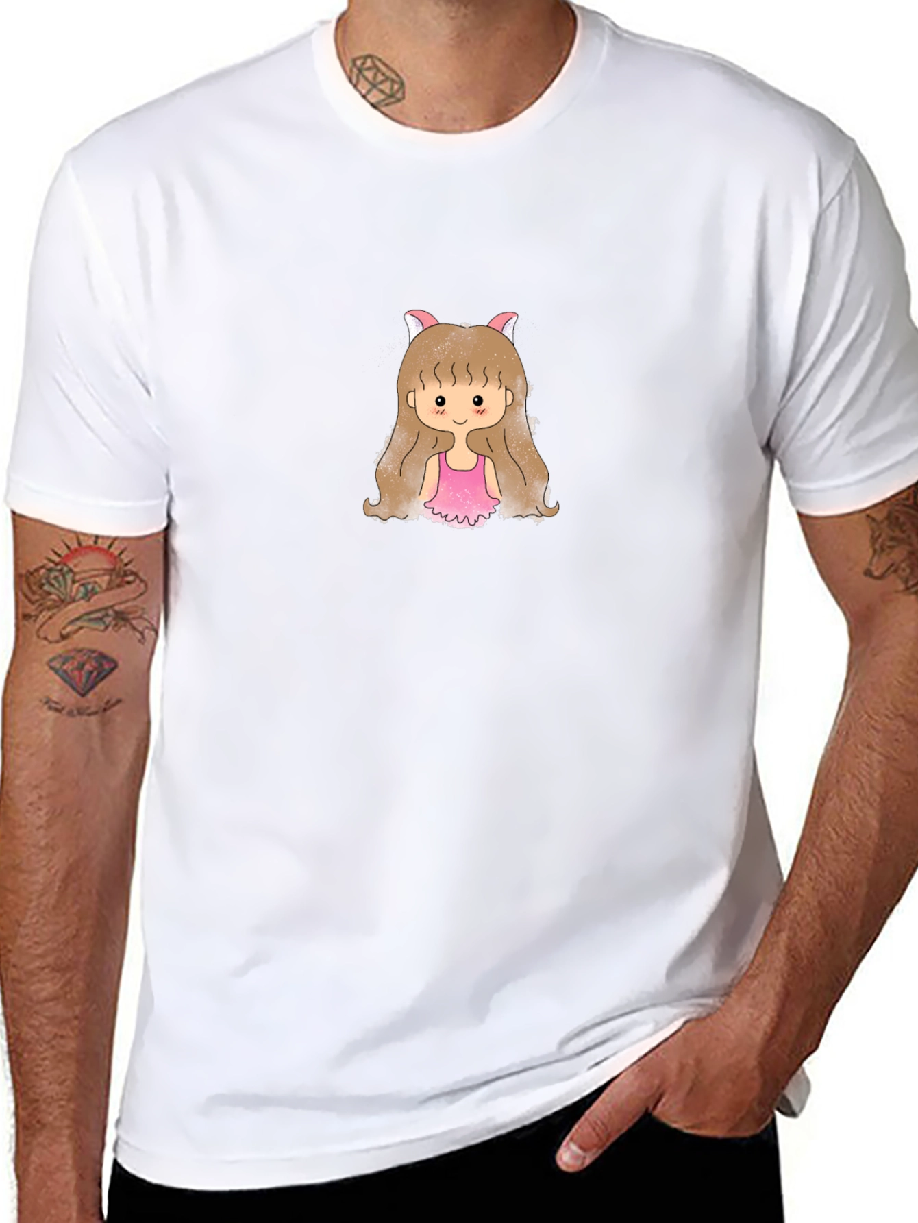 Cute Girl Graphic T-Shirt - Black Cotton Tee