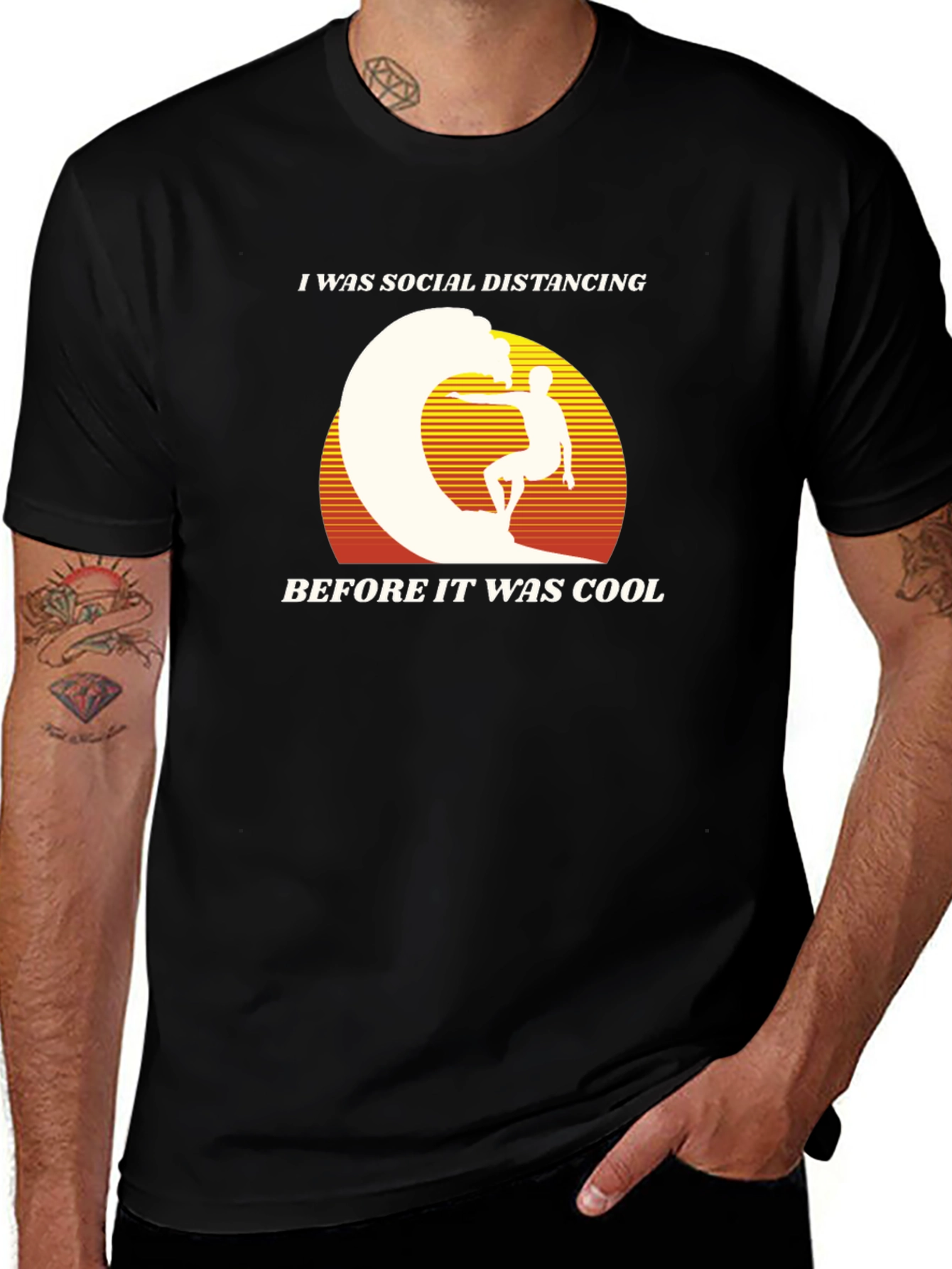 Social Distancing Surfer Graphic Tee - Retro Cool!