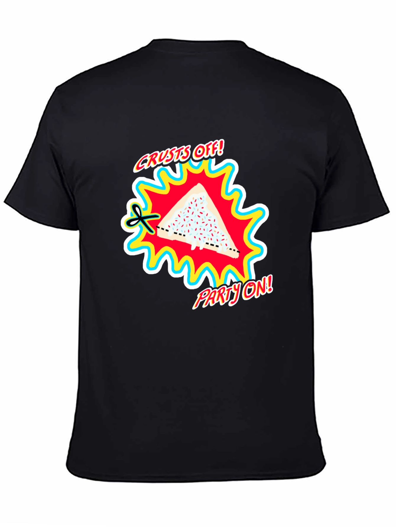 Crusts Off! Party On! Black Graphic Tee