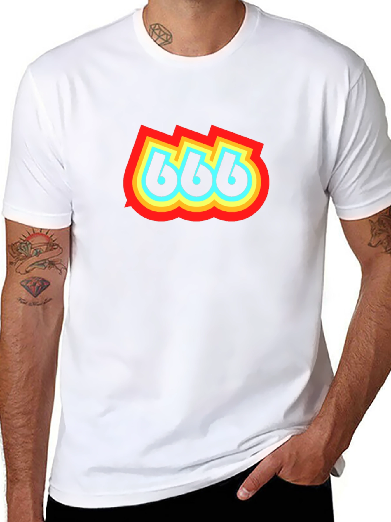 Retro 666 Graphic Print Black T-Shirt