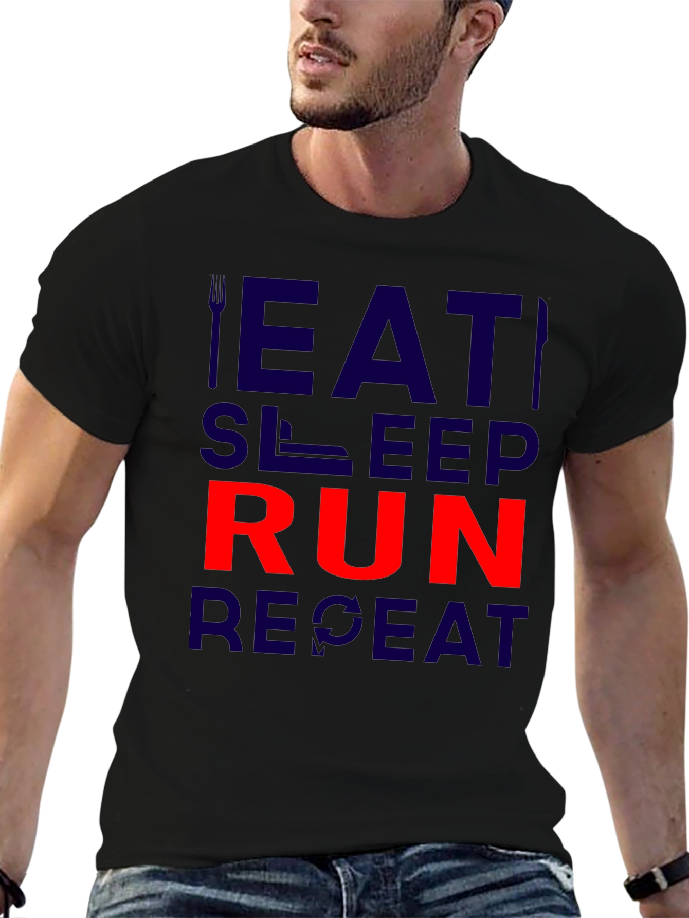 Eat Sleep Run Repeat Black T-Shirt