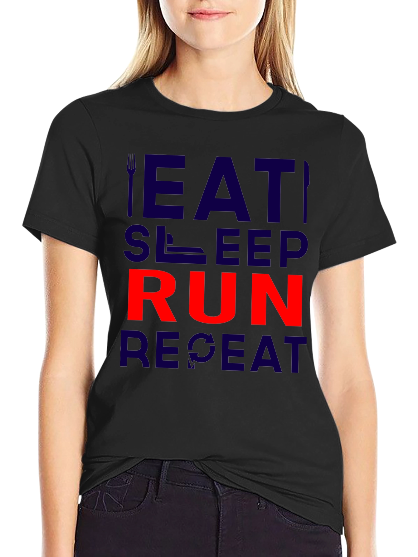 Eat Sleep Run Repeat Black T-Shirt