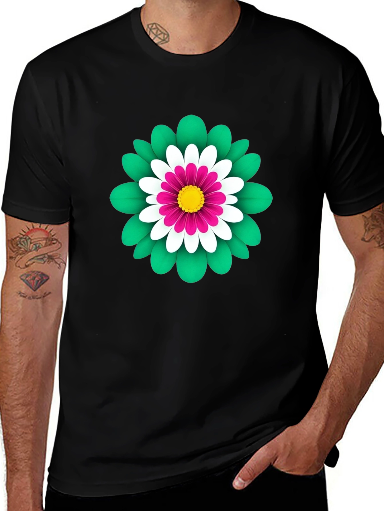Floral Graphic Print Tee - Soft Cotton Blend