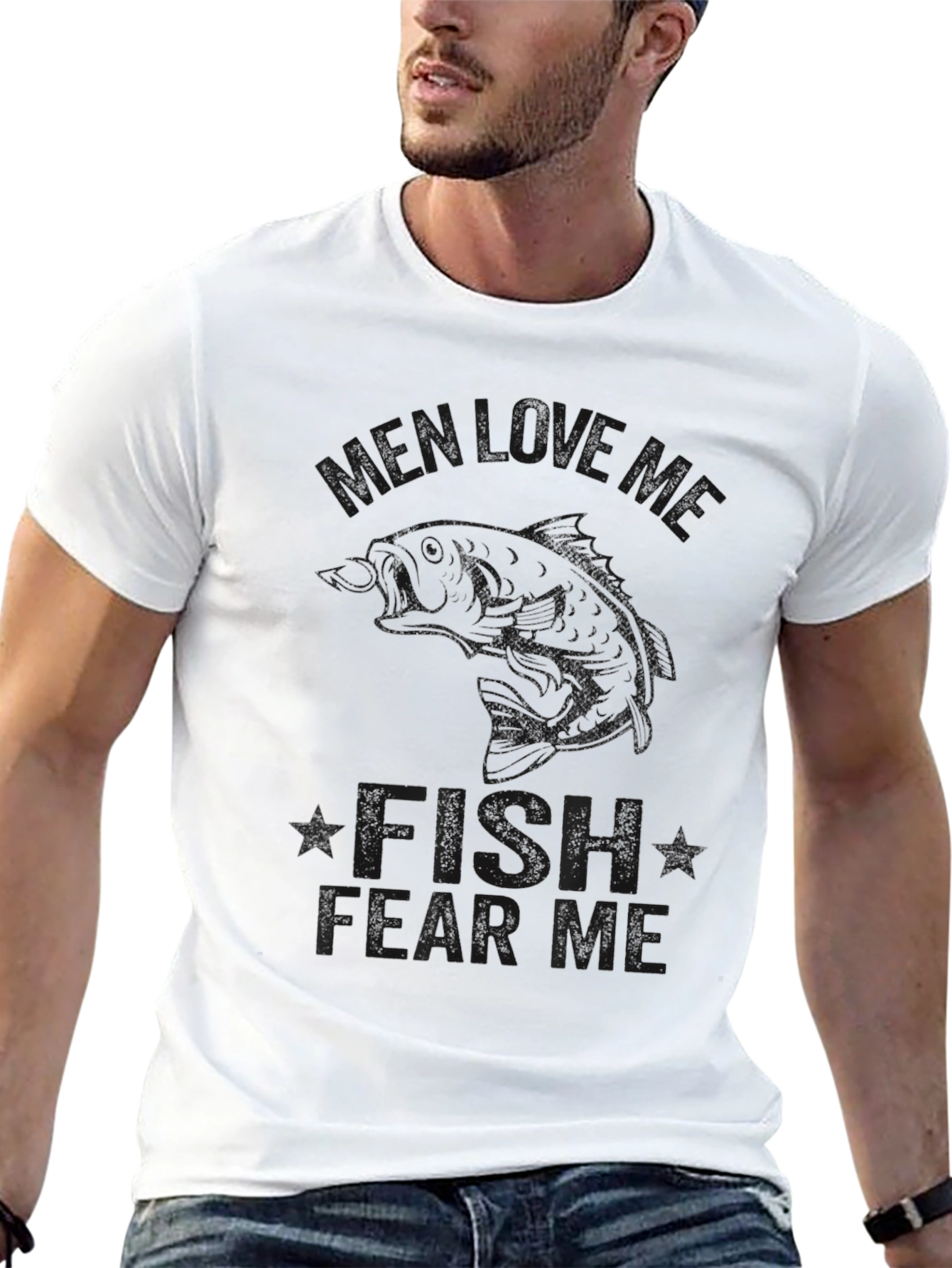 Mens Black Graphic Tee: Fish Learns Me