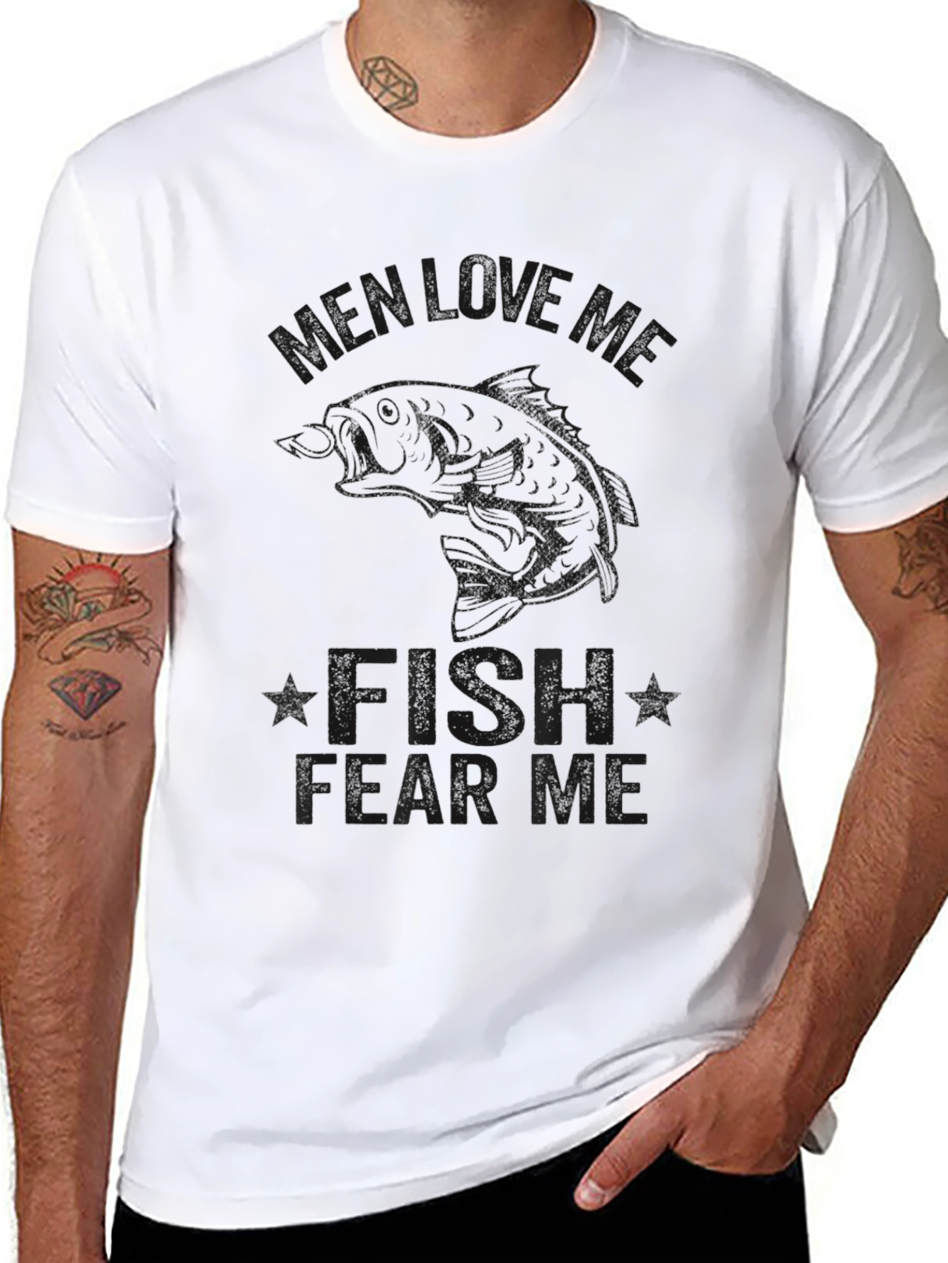 Mens Black Graphic Tee: Fish Learns Me