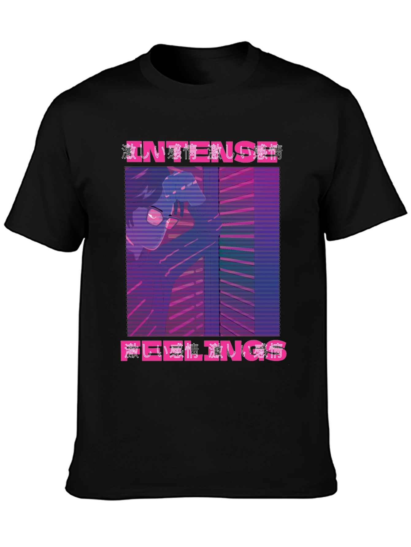 Intense Feelings Anime T-Shirt - Black
