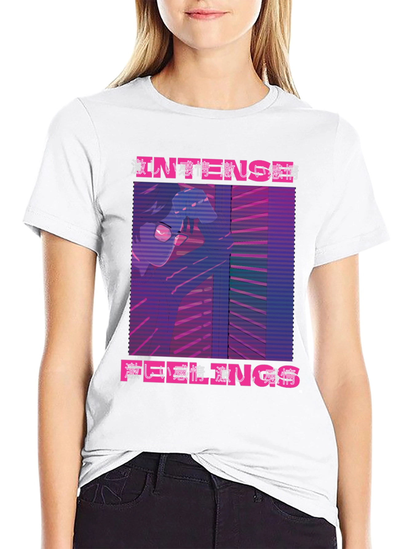 Intense Feelings Anime T-Shirt - Black