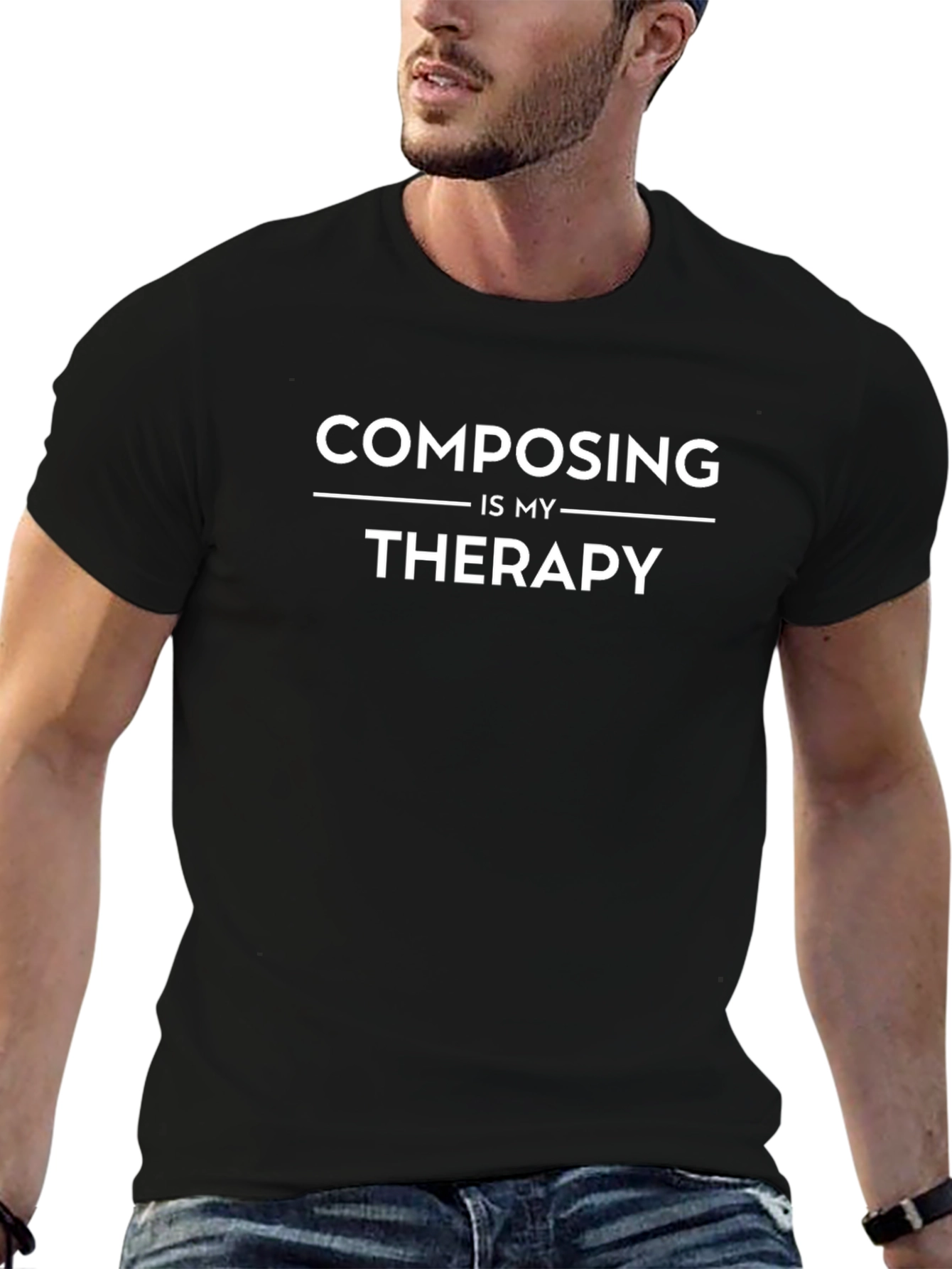Composing is My Therapy Black T-Shirt