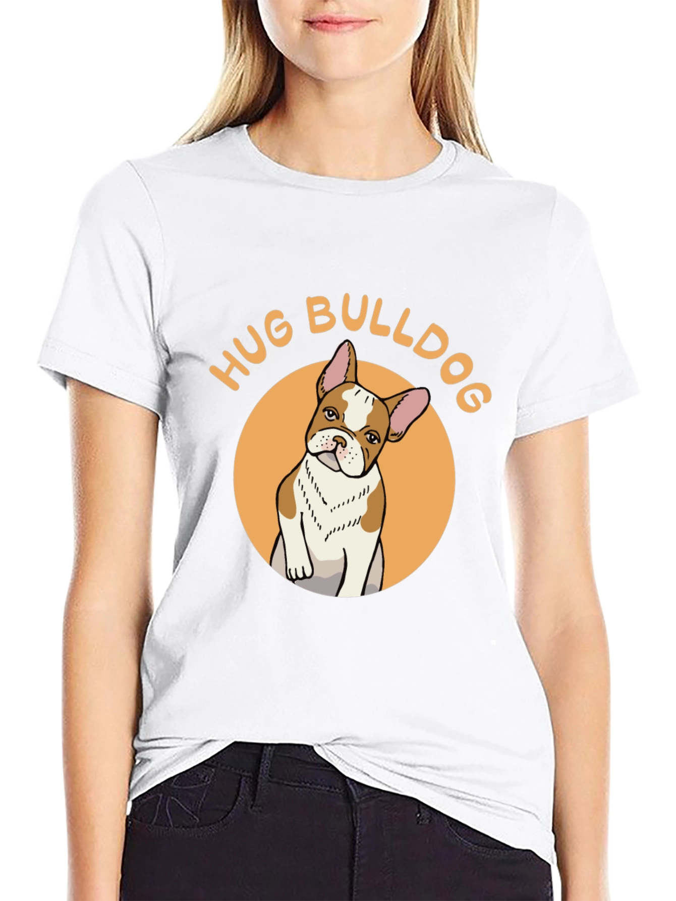 Hug Bulldog Graphic Tee - Cute Dog Lover Shirt