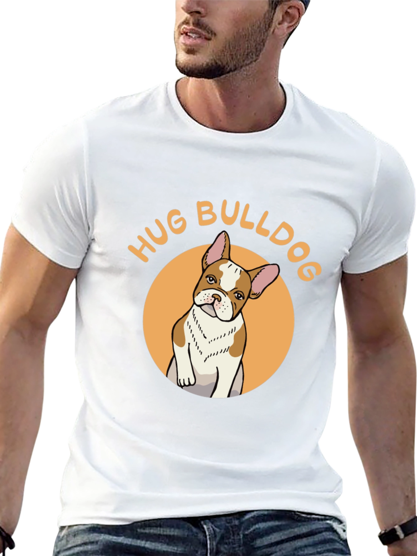 Hug Bulldog Graphic Tee - Cute Dog Lover Shirt