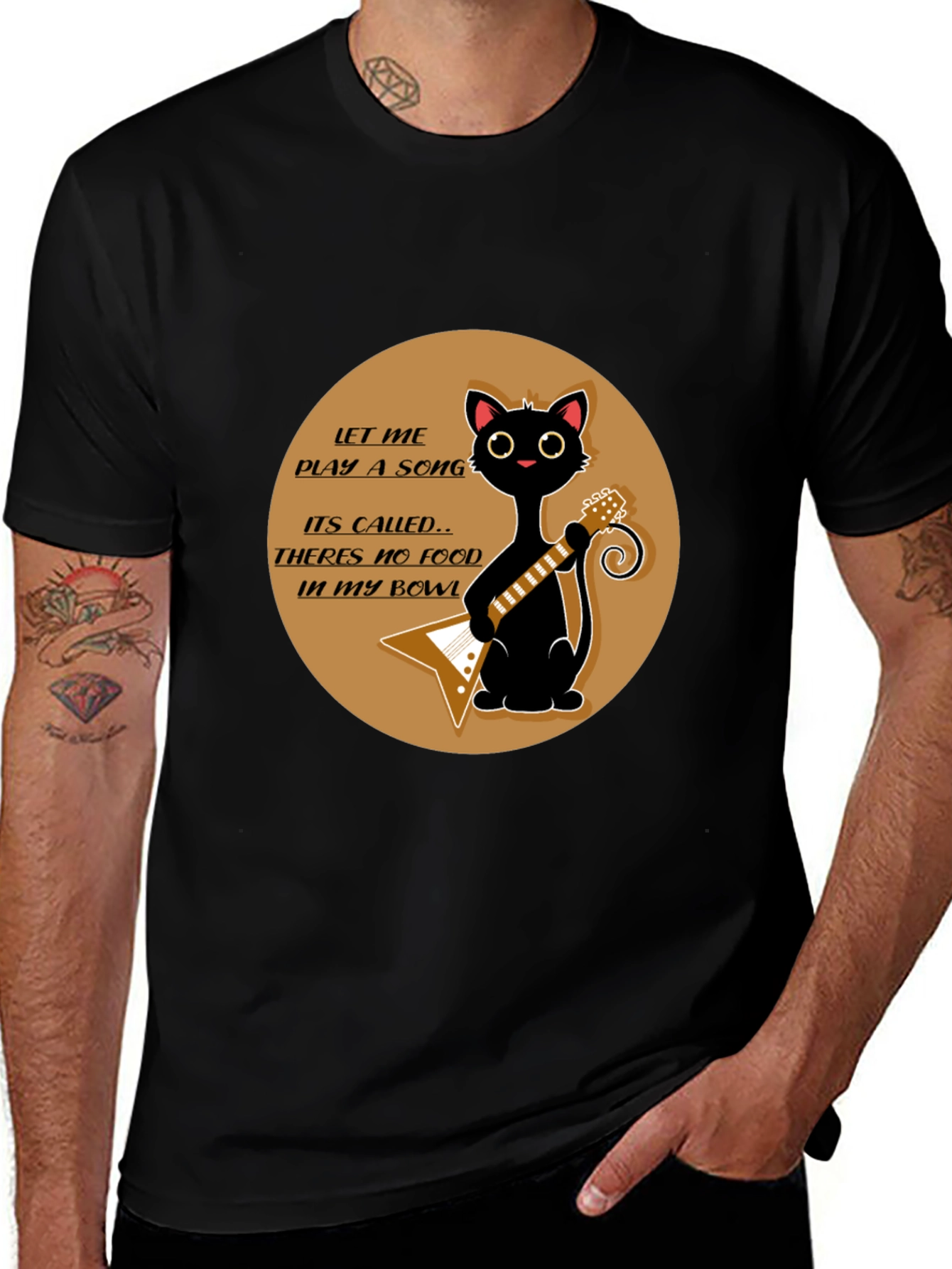 Cat Guitarist T-Shirt - No Food in My Bowl!