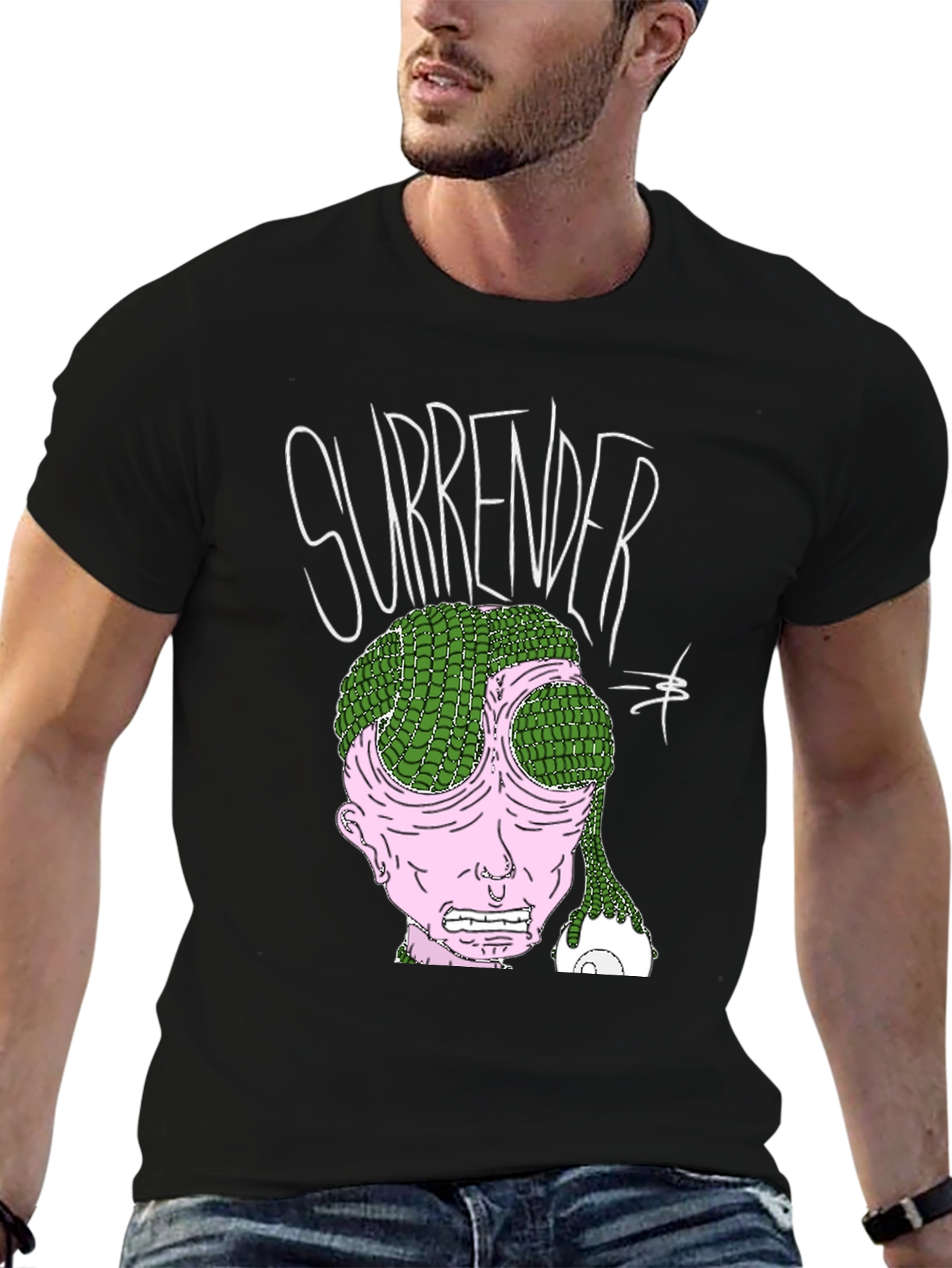 Surrender Graphic Print Black T-Shirt