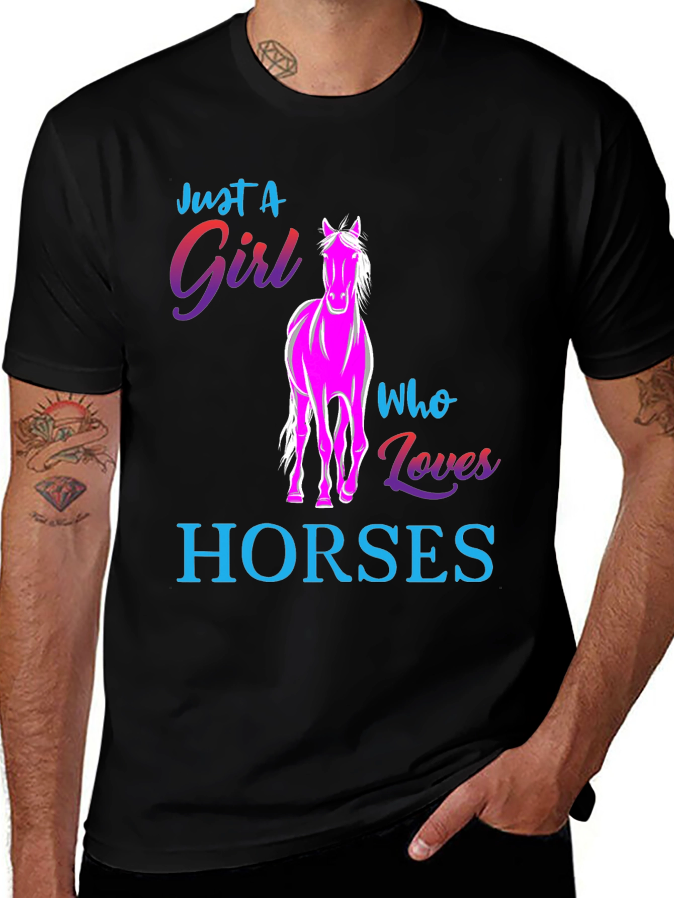 Just A Girl Who Loves Horses Black T-Shirt