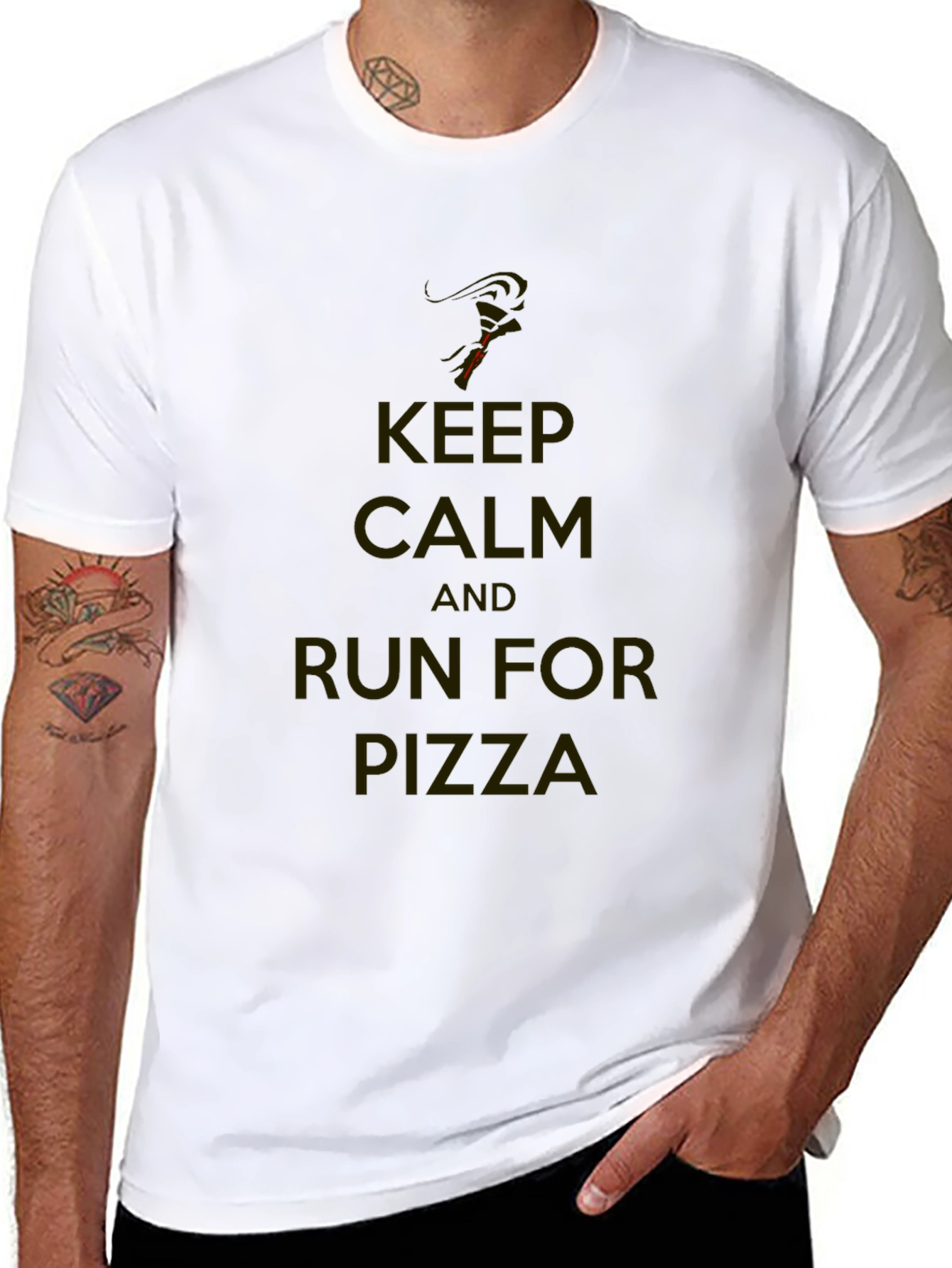 Keep Calm & Run For Pizza T-Shirt