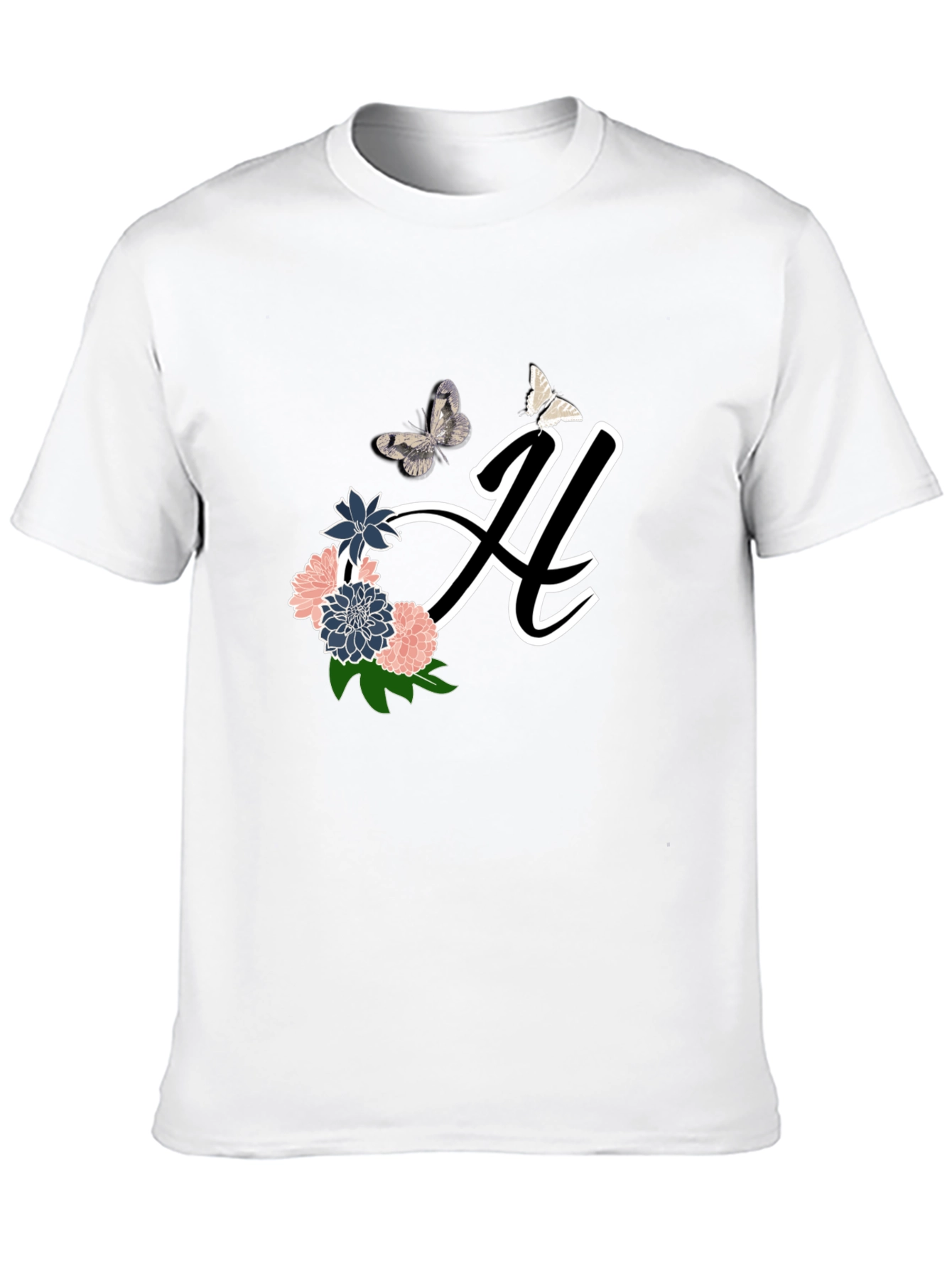 Floral Butterfly Initial T-Shirt
